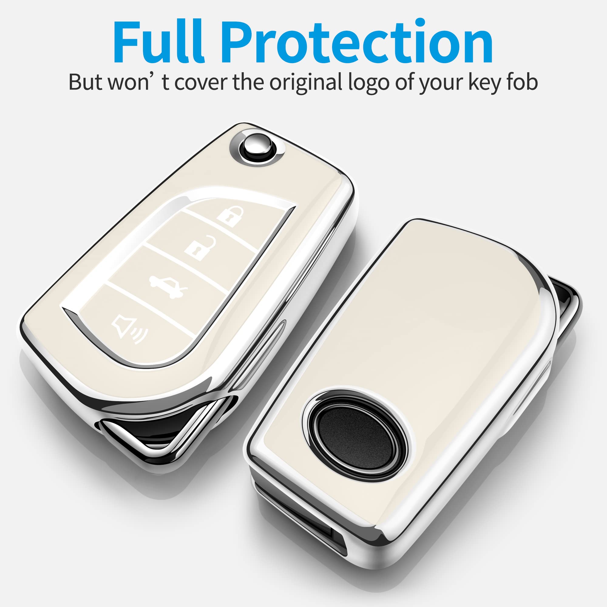 Tukellen for Toyota Key Fob Cover Special Soft TPU Key Case Key Shell Compatible with Fortuner Tundra Camry RAV4 Highlander Chal