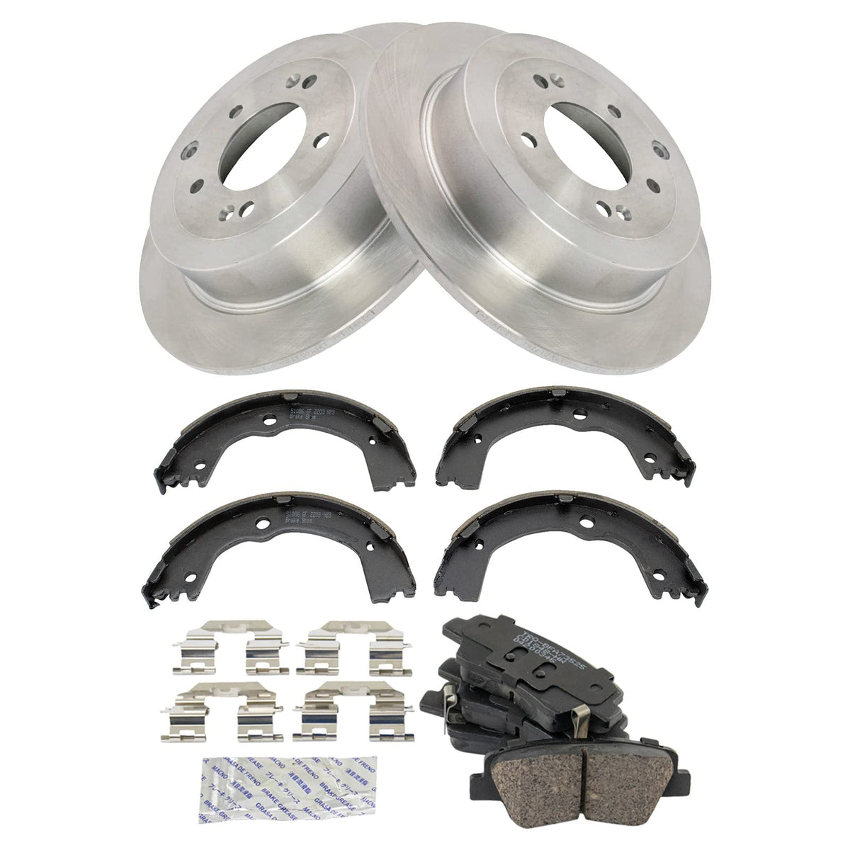 Trq Rear Brake Pad & Rotor Kit Brake Pads Brake Rotor Parking Brake Shoe Set Ceramic Compatible With 2016-2018 Hyundai Tucson 20