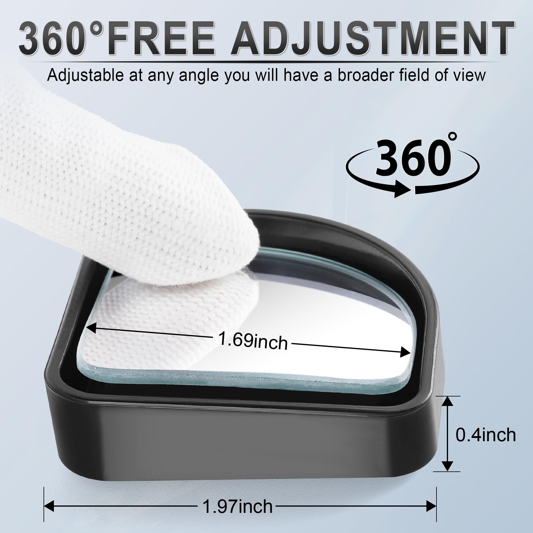 LivTee 2PCS Fan Blind Spot Mirror, HD Glass and ABS Housing Convex Wide Angle Rearview Mirror with Adjustable Stick for Universa