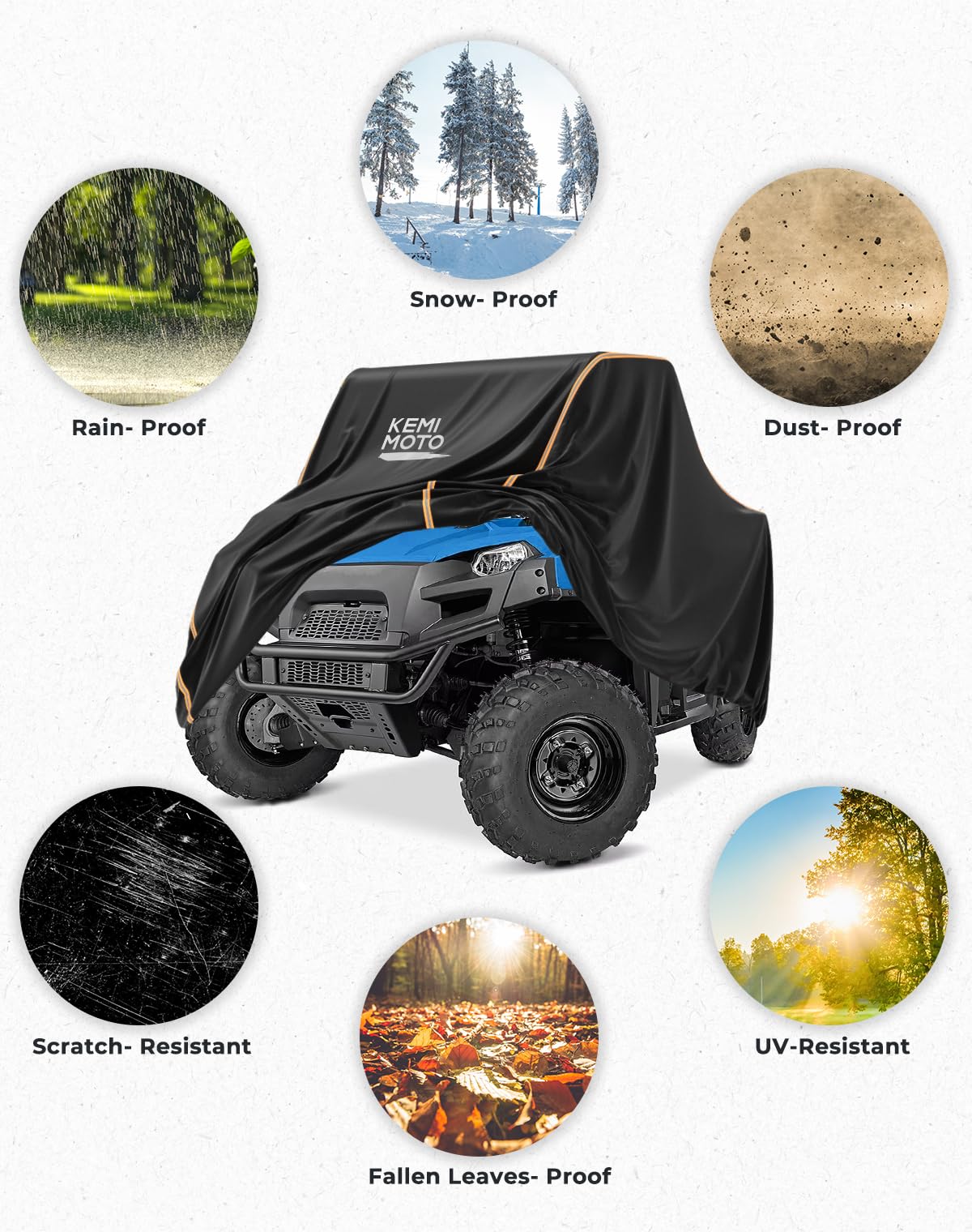 Kemimoto Utv Cover, All-Weather Protection Utv Cover Two Seater Compatible With Polaris Ranger 570 500 Cfmoto Zforce 800 2-3 Sea