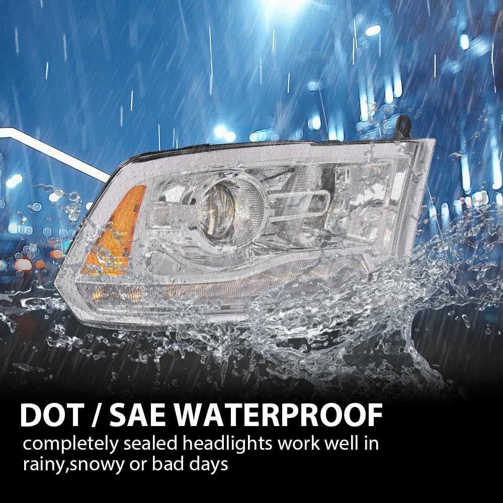 Cheda Led Bar Plank Style Headlights Assembly Headlamp W/Bulbs Compatible With 2013-2018 Dodge Ram 1500 2500 3500 Pair Head Lamp