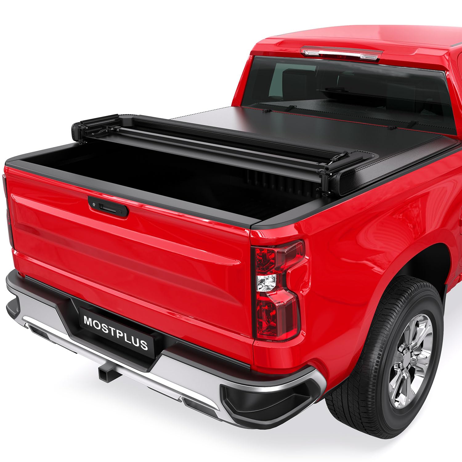 Mostplus Quad Fold Tonneau Soft Cover Truck Bed Compatible For 07-13 Chevy Silverado 1500 Gmc Sierra 1500 Four Fold (6.5 Ft) On