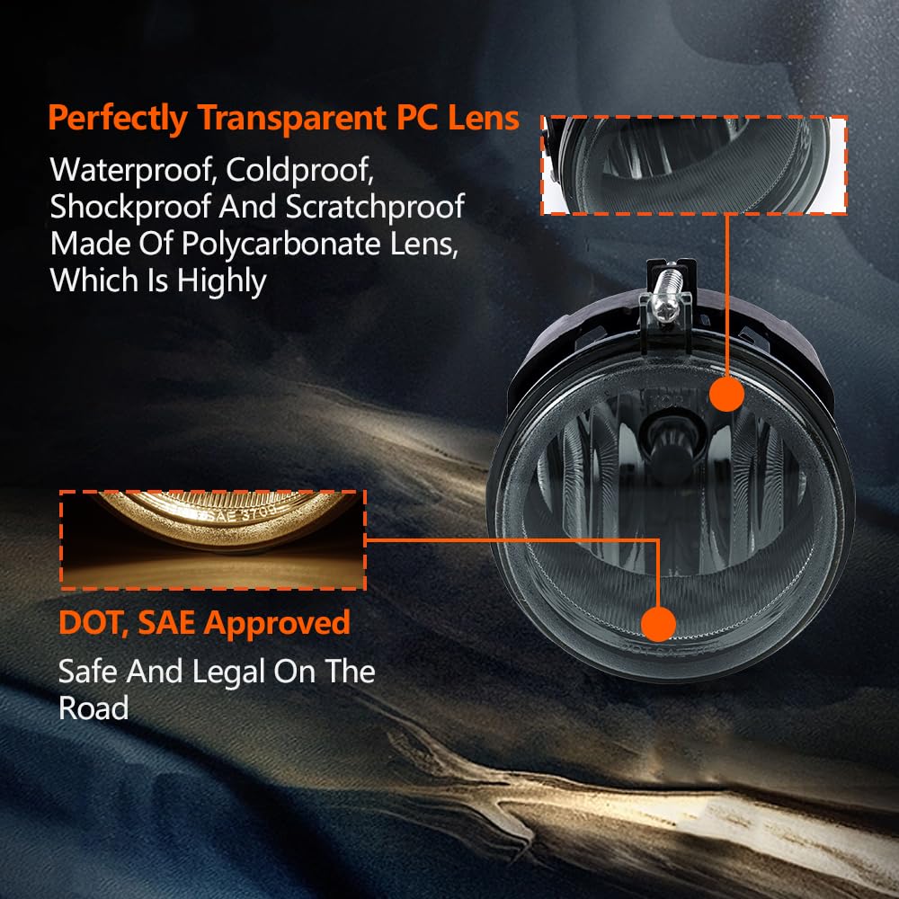 Grand Orange Fog Lights Assembly Driving Fog Lamps Compatible With Dodge Charger 2006-2009 /Fit Challenger 08-10 /Fit Dodge Gran
