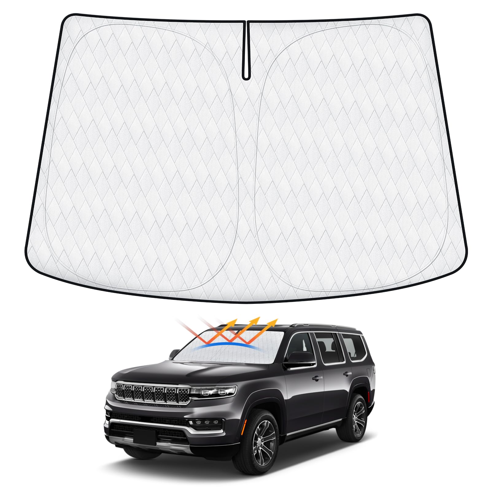 Sun Shade Fits For Jeep Grand Wagoneer 2022-2024 2025 (Not For Jeep Wagoneer) Windshield Sunshade For Wagoneer Accessories Folda