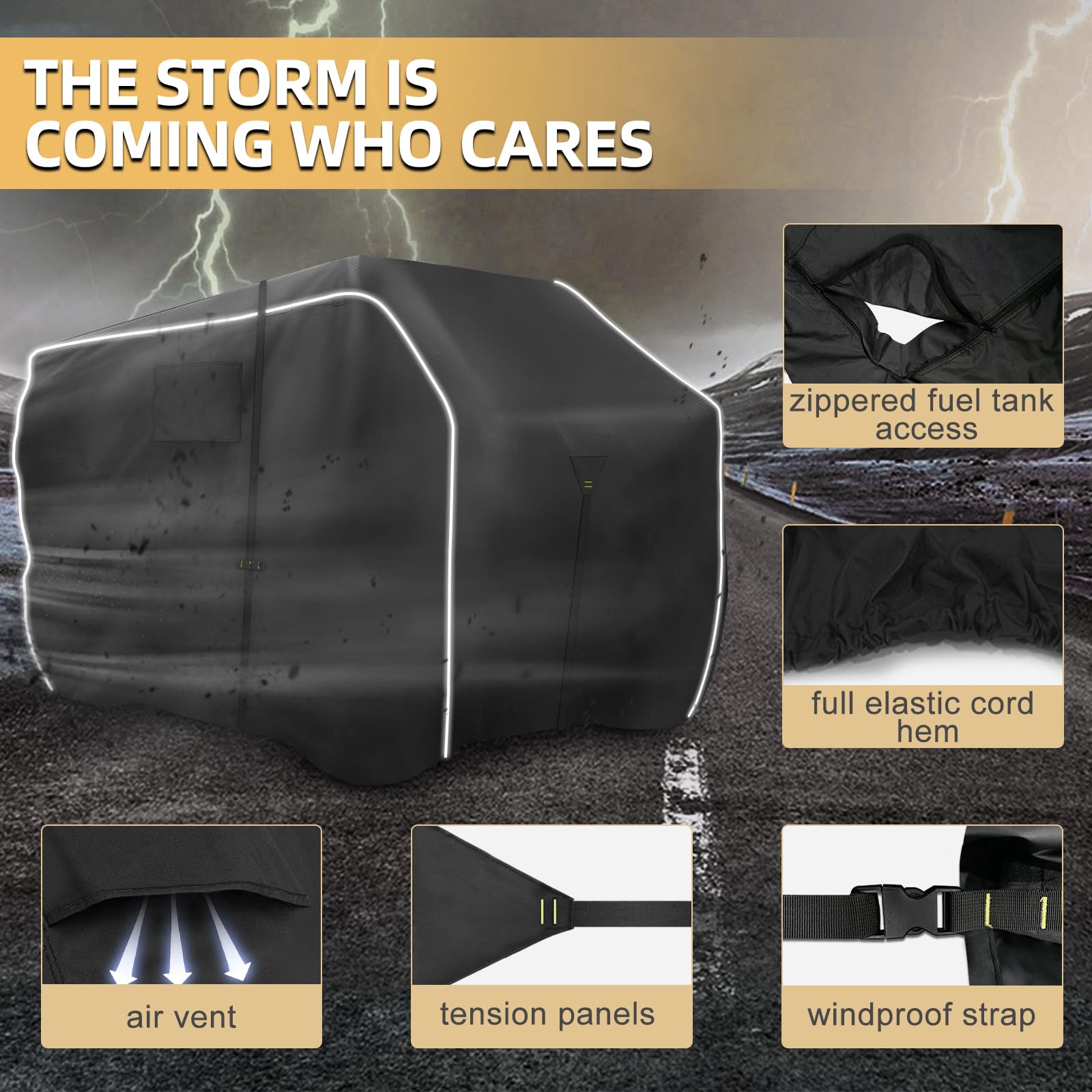 Zenicham 600D Atv Cover - Waterproof & Windproof 4 Wheeler Covers Outdoor Storage, Heavy Duty Quad Wheeler Cover Accessories Fit