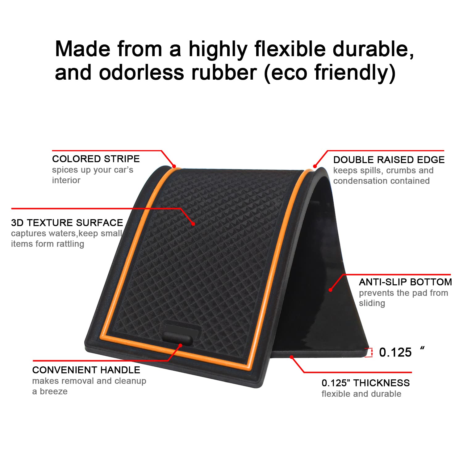 Mochent Cup Holder Insert For Subaru Crosstrek 2023 2022 2021 2020 2019 2018 And For Subaru Impreza 2017-2023 Center Console Mat Non-Slip Door Pocket Liners Interior Accessories (Orange)