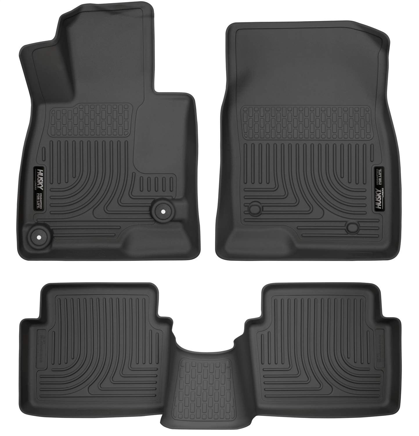 Husky Liners Weatherbeater Floor Mats | Fits 2014-2018 Mazda 3 Hatchback/Sedan | Front & 2Nd Row, 3-Pc Black - 98651