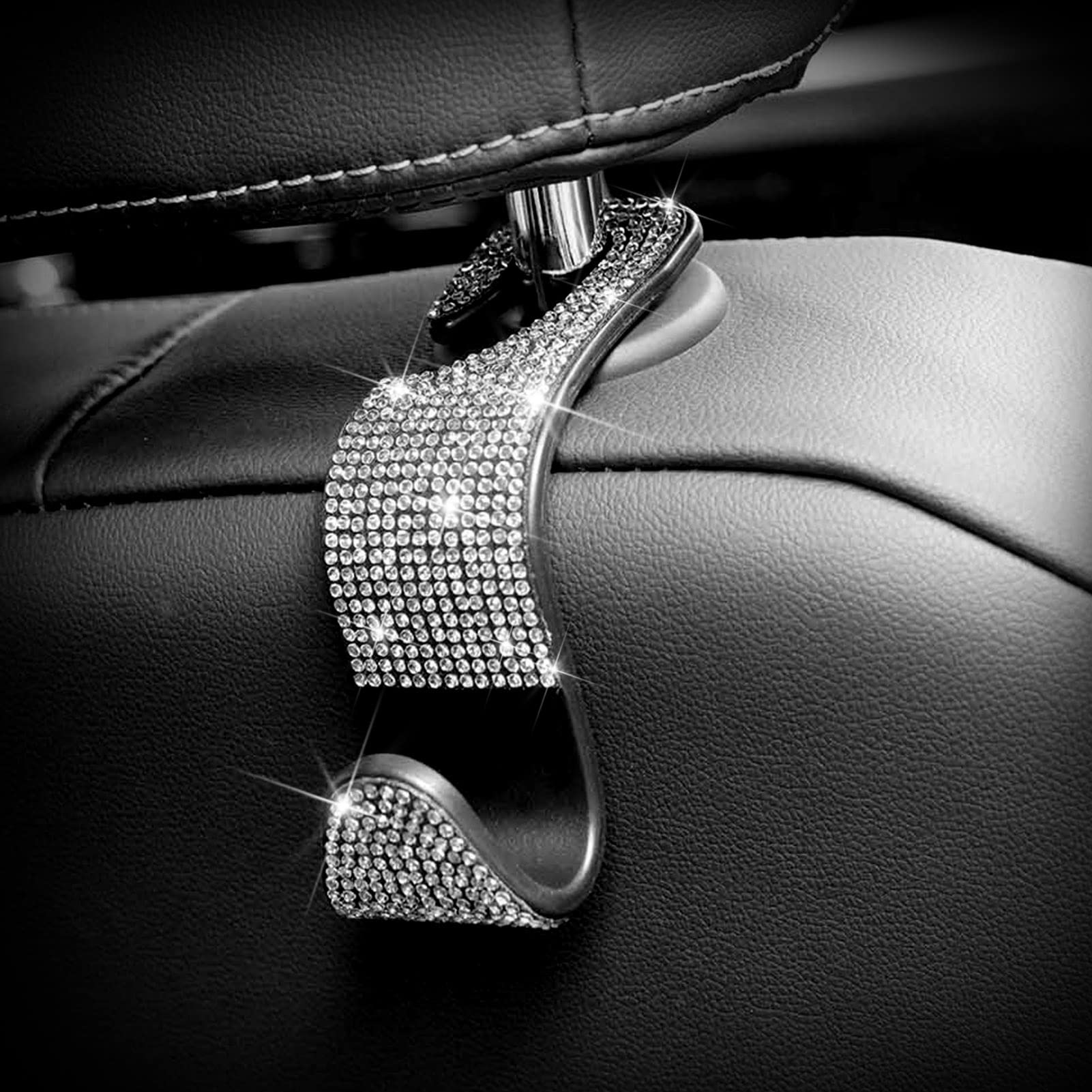 Car Purse Hook Bling Car Headrest Hook For Women Girls, 4 Packs Auto Back Seat Hangers Rear Headrest Hook For Purse, Bag, Handba