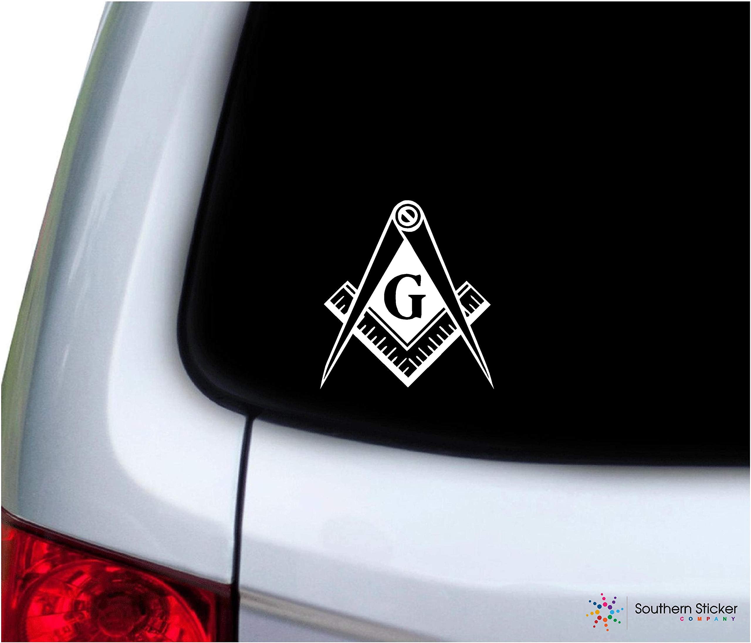 Southern Sticker Company Freemason Masonic Lodge Symbol 3.9X4.2 Inches Size Laptop Car Window Truck - Made And Shipped In Usa (W