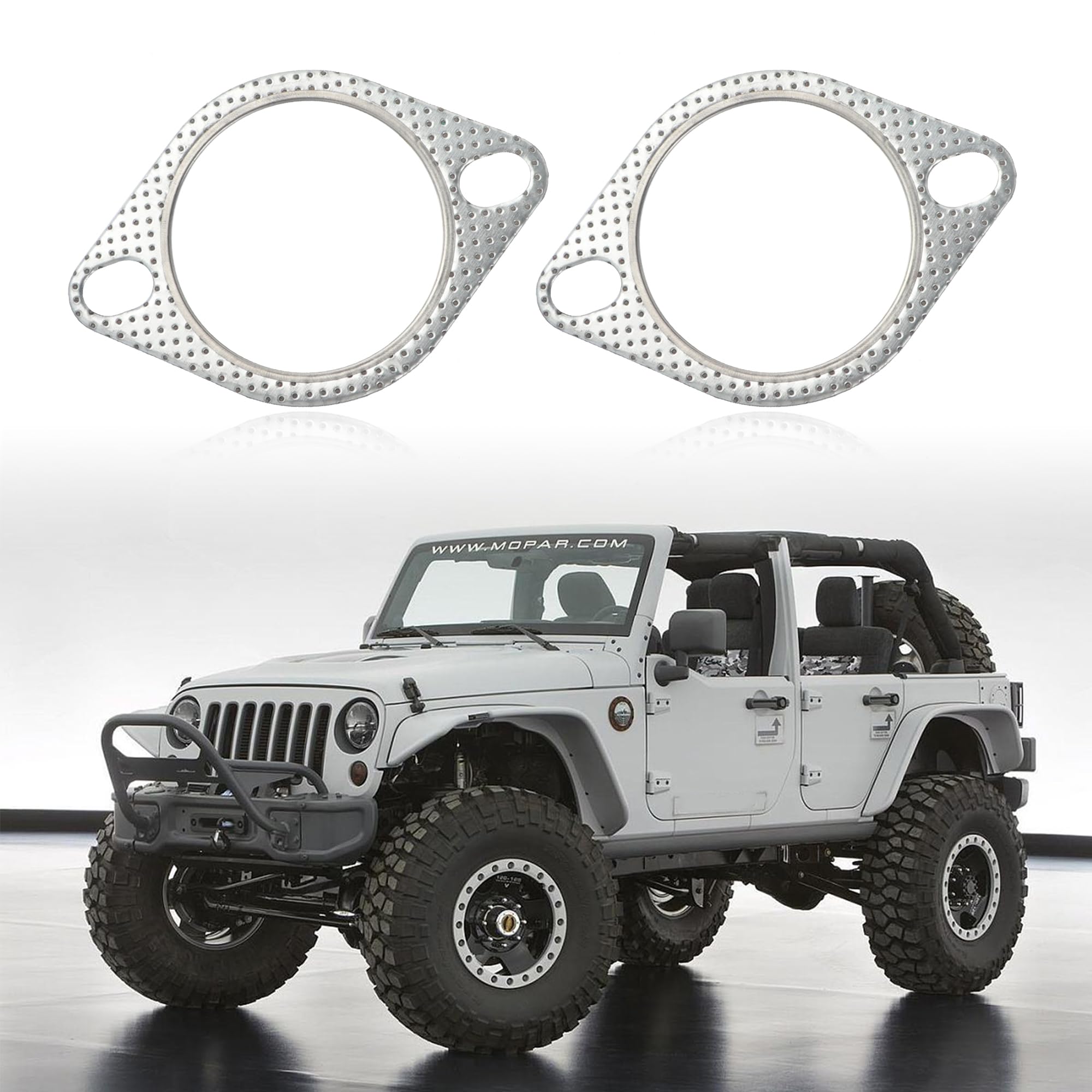 2PCS 2.25'' Car Exhaust Manifold Gasket with 4 Exhaust Bolts,Exhaust Gasket Keeps The Pipe Joints Stable,Universal Car Parts Car