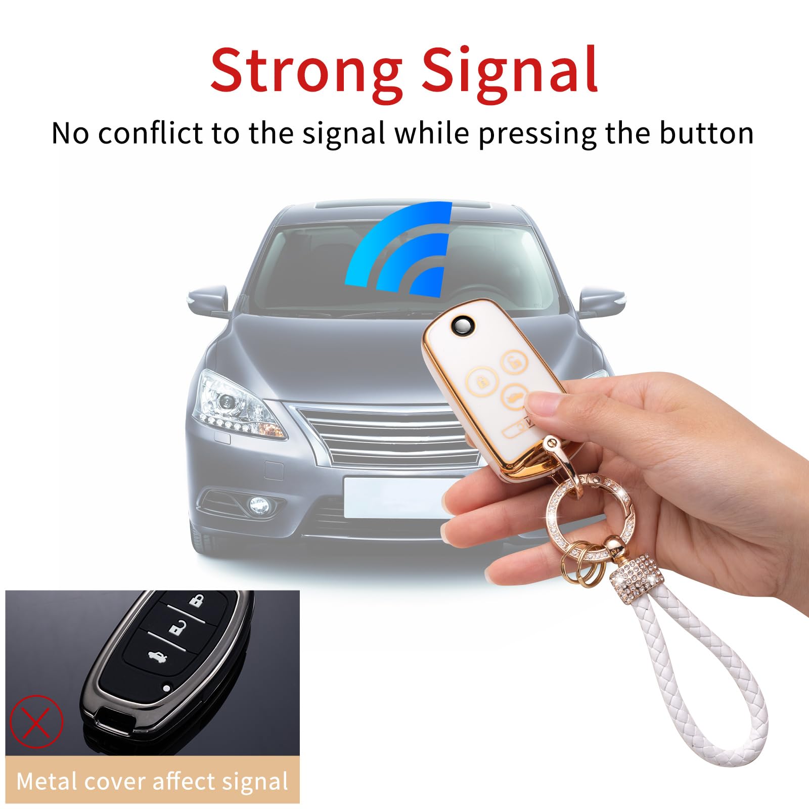 Gematay Acura Key Fob Cover - Compatible With Accord, Mdx, Rdx, Tl, Tsx, Zdx Smart Key Protector