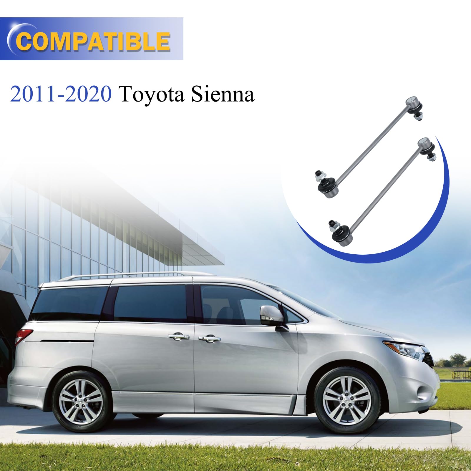 K750574 Zinc-Nickel Alloy Front Stabilizer Sway Bar End Link For 2011-2020 Toyota Sienna Replaces# 4882008030, 4883017050