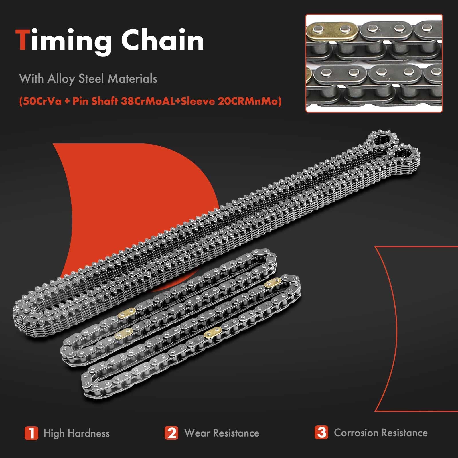 A-Premium Engine Timing Chain Kit W/Tensioner [Fits Dohc, 6Cyl 3.7L 3.5L] Compatible With Ford F-150, Explorer Mustang 11-17, Edge, Taurus 13-19, Transit-150 15-17 & Lincoln Mks Mkz 13-16, Mkx 11-16