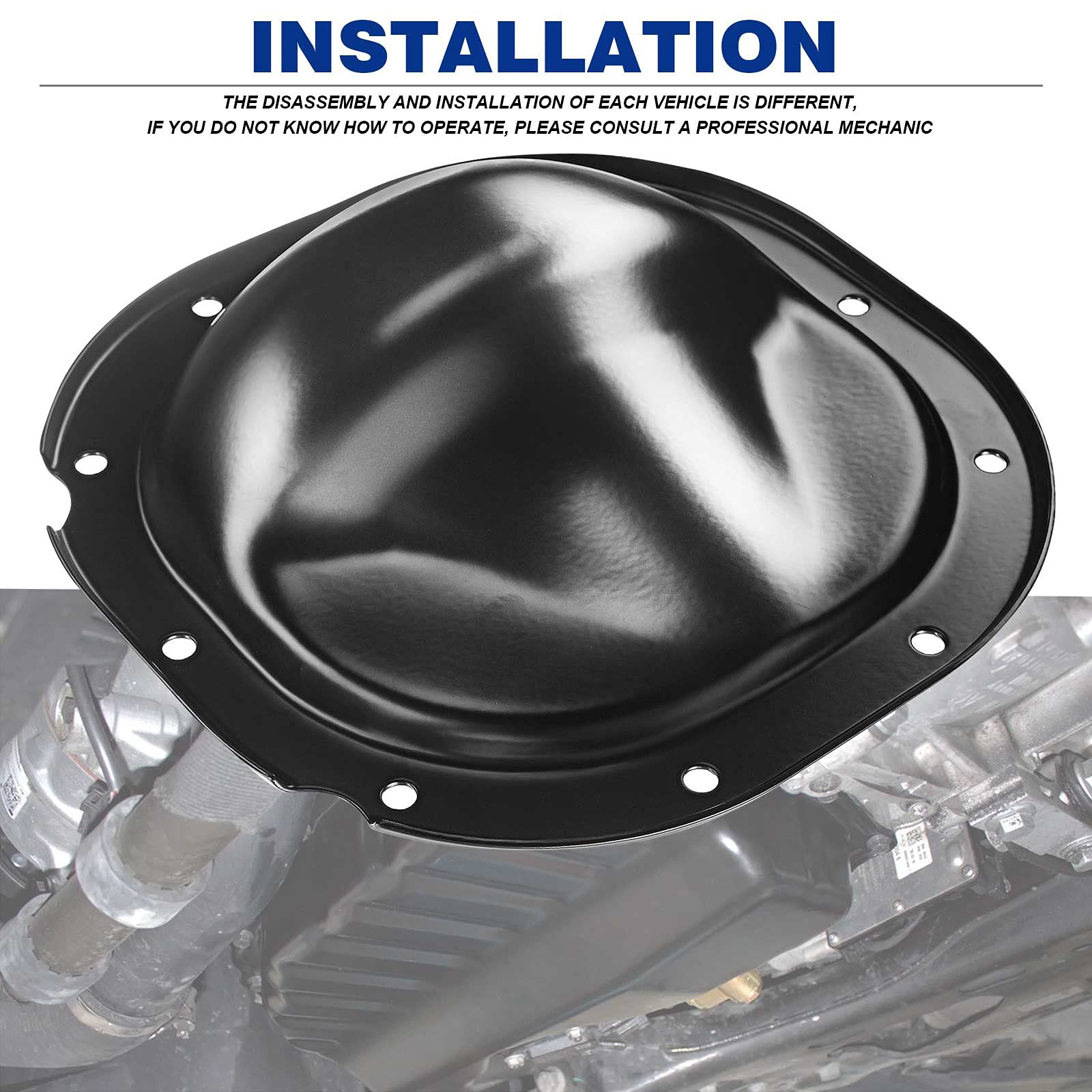 YHTAUTO Rear Differential Cover & Gasket Set for Ford F-150, Explorer, Ranger, Expedition, E-Series, Mercury - 10 Bolt, 8.8 Ring Gear