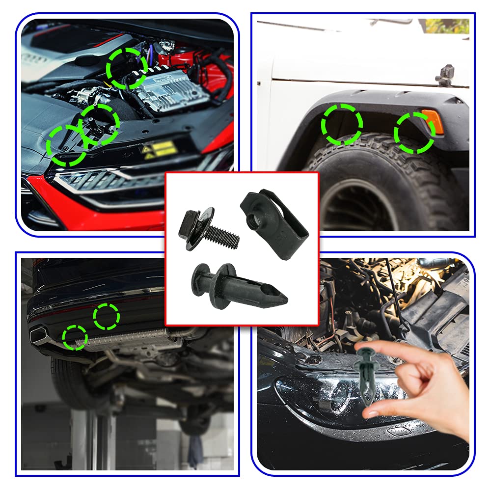Mean Mug Auto Engine Under Cover Body Bolts Splash Shield Guard Retainer Bumper Fender Liner Fastener Rivet Clips and Extruded U-Nuts Kit for Nissan Infiniti (35Pcs - Body Bolt - Clips - Kit)
