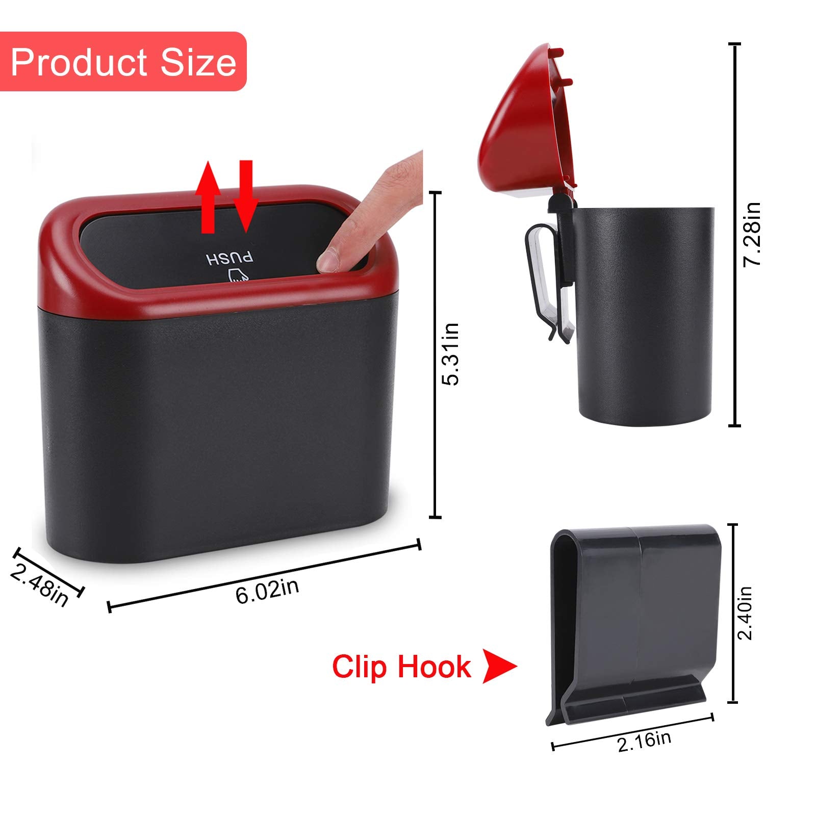 Accmor Car Trash Can With Lid, Mini Vehicle Trash Bin Car Dustbin Garbage Organizer Holder, Portable Hanging Wastebasket Bin Tra