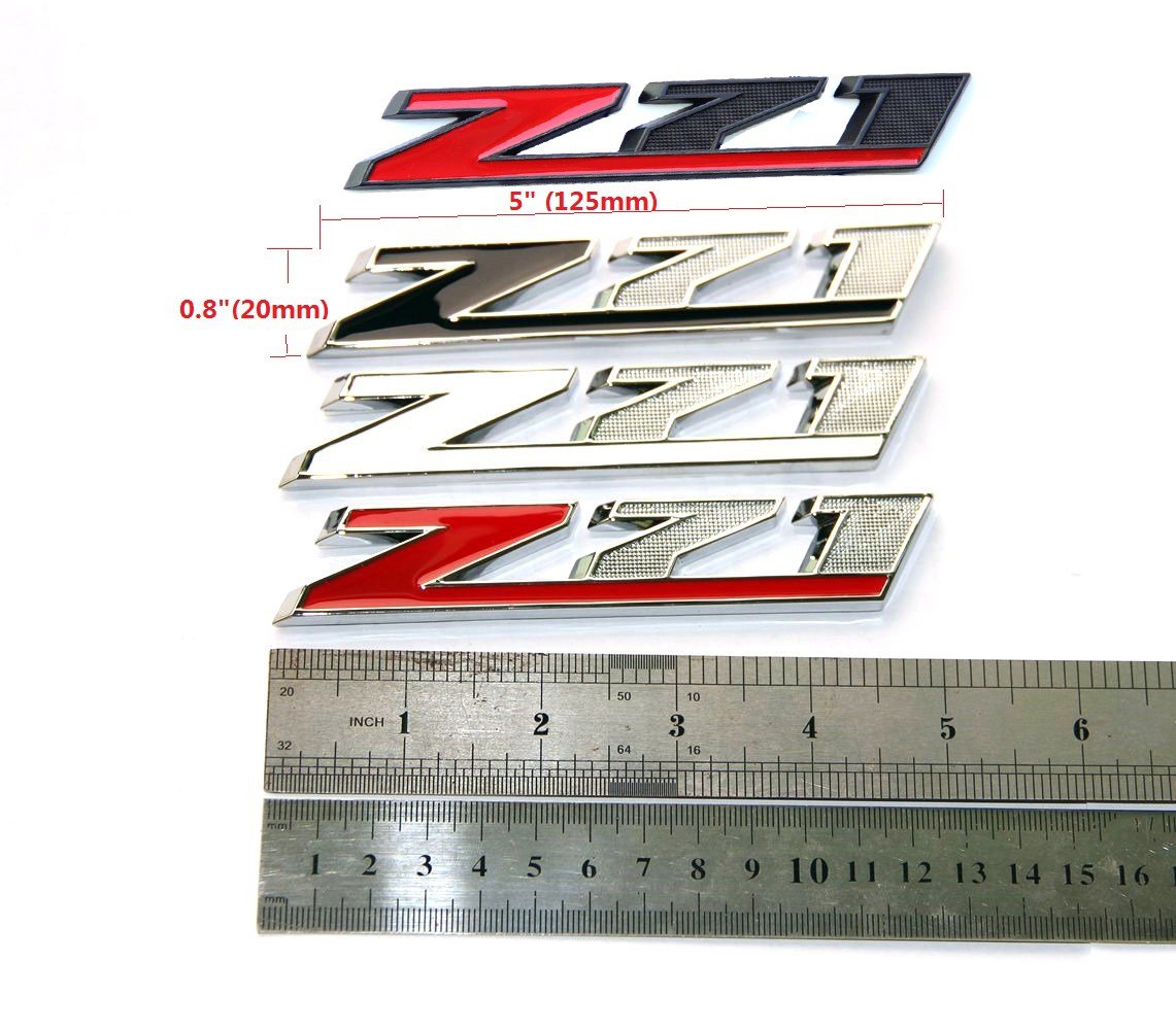 Yoaoo 1X Oem Red Grille Z71 Emblem Badge Compatible With Silverado 2500Hd 3500Hd Sierra Tahoe Chrome
