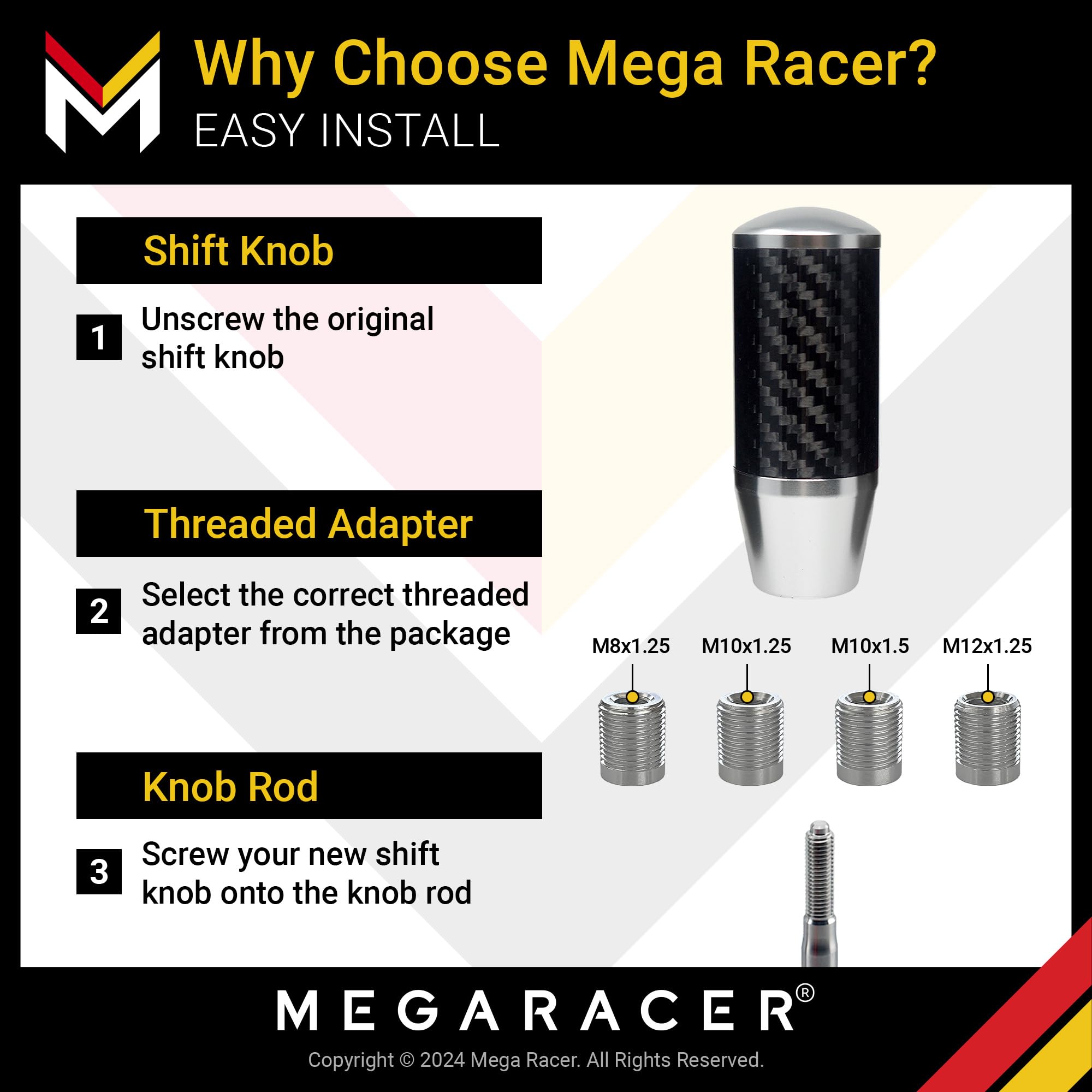 Silver Carbon Fiber Shift Knob | Buttonless Automatic Manual Gear Shift Knob Manual Shifter Knobs Car 6 Speed 4 5 Speed Gear Sti