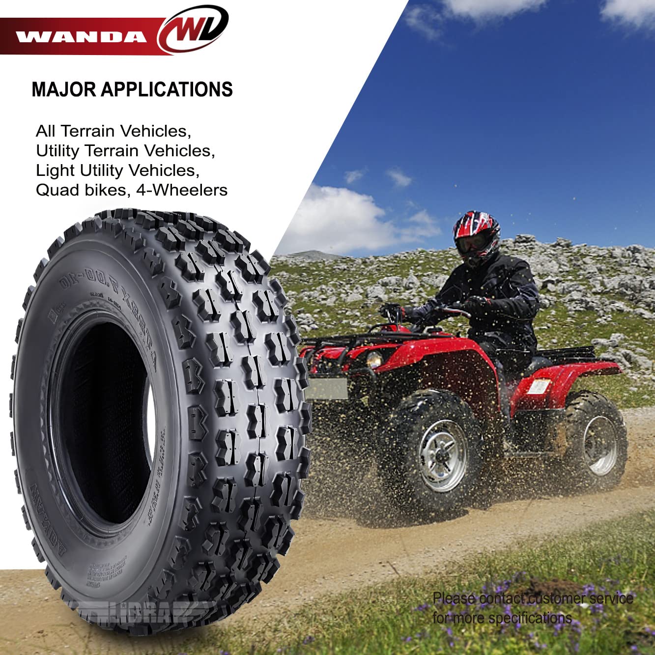 Wanda 22X7-10 & 22X10-10 Full Set Yamaha Timberwolf 250 Beartracker Sport Atv Tires