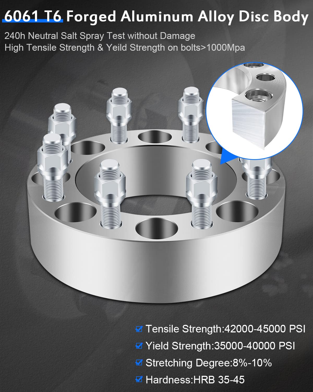 ECCPP 2PCS 2 inch 8x165.1mm Wheel Spacers Adapter 8 Lug 8x6.5 to 8x6.5 126.15mm 14x1.5 Compatible with for Silverado 2500 HD 200