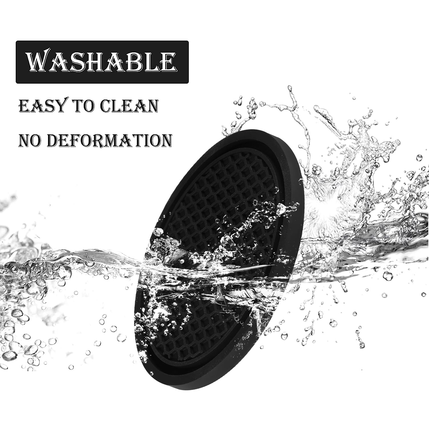 Singaro Car Cup Coaster, 4Pcs Universal Non-Slip Cup Holders Embedded In Ornaments Coaster, Car Interior Accessories, Black