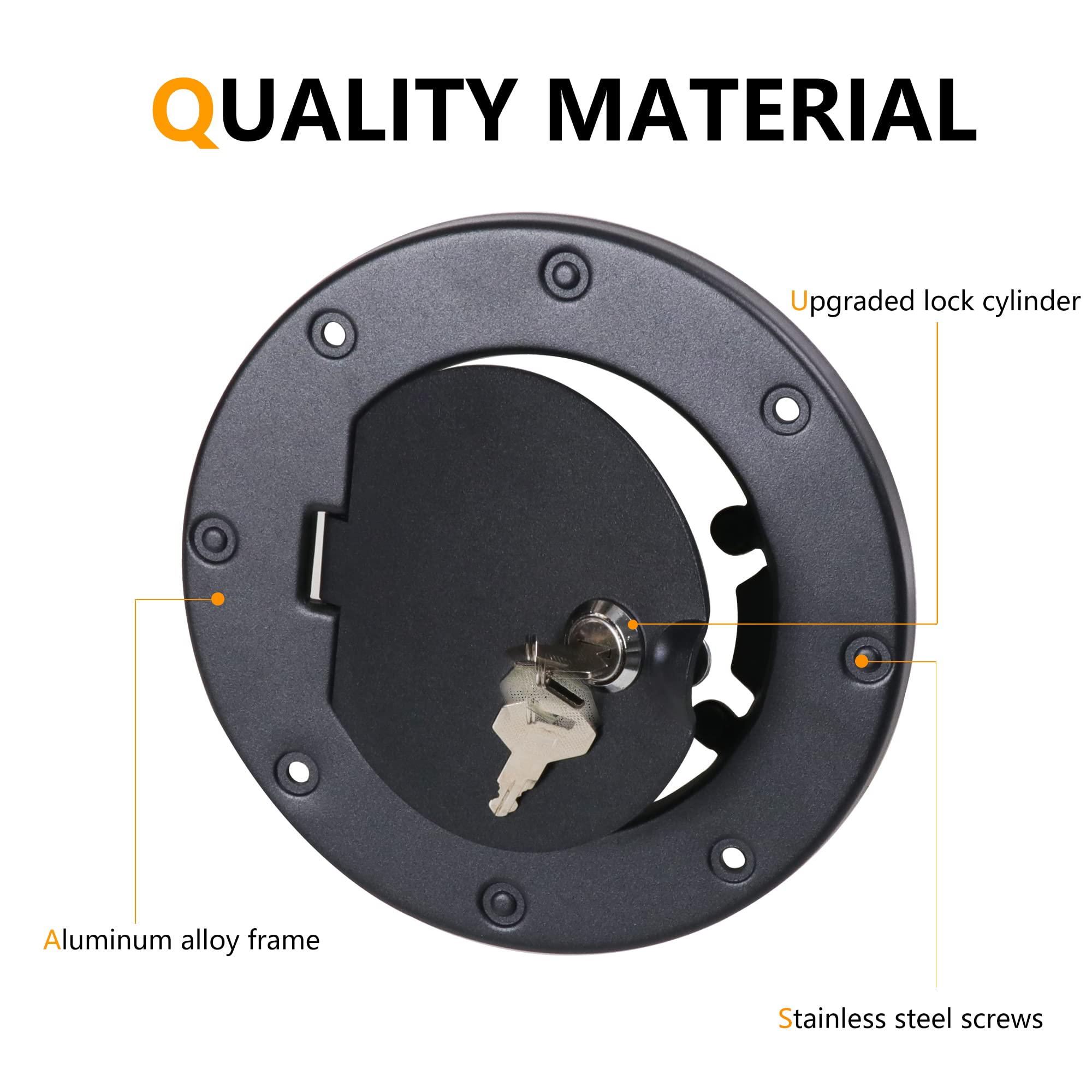 Rerpro Locking Gas Cap Cover Compatible With 1997-2006 Jeep Wrangler Tj Unlimited Sport Rubicon Sahara Exterior Accessories Fuel Filler Door Gas Tank Cap Cover, Black