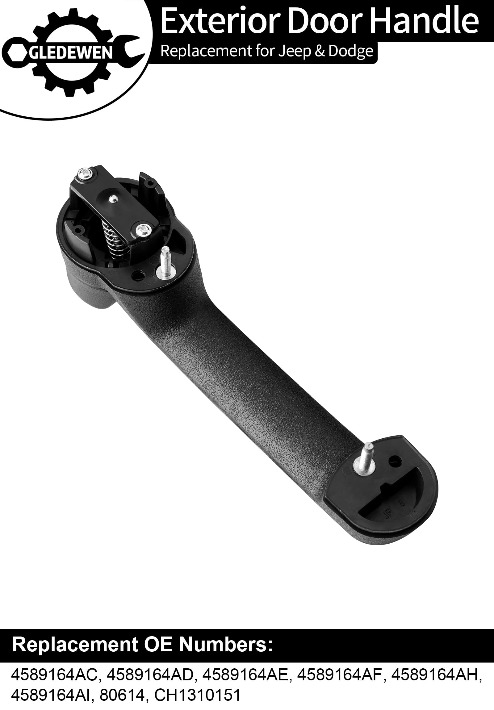 Exterior Door Handle (1PC), Compatible with 2007-2018 Jeep Wrangler JK, Jeep Liberty, Dodge Nitro, Front or Rear Left Driver or