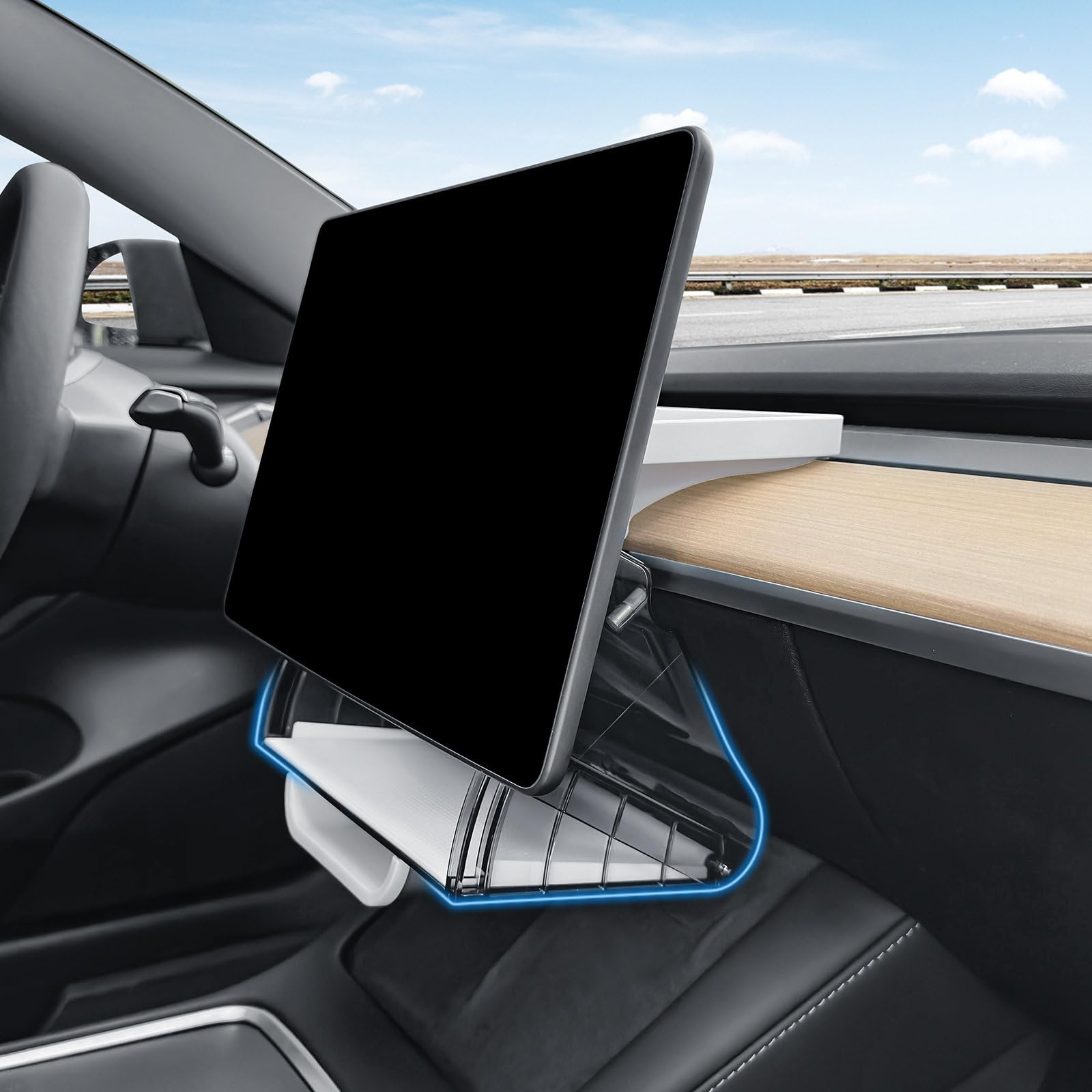 Klutchtech Model 3/Y Hideable Under Screen Storage Magnetic Center Console Organizer Behind Screen Tray Compatible With Tesla Mo