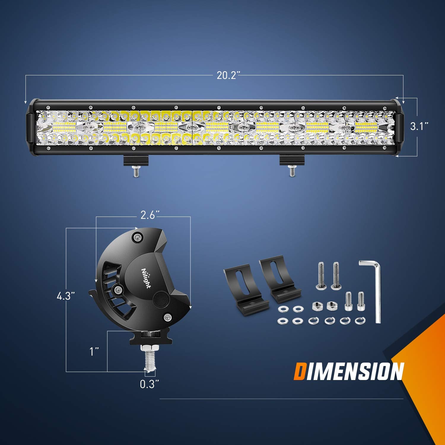 Nilight 20 Inch 420W Triple Row Flood Spot Combo Led Light Bar 4Pcs 4Inch 60W Led Pods Driving Boat Lights Led Off Road Trucks L