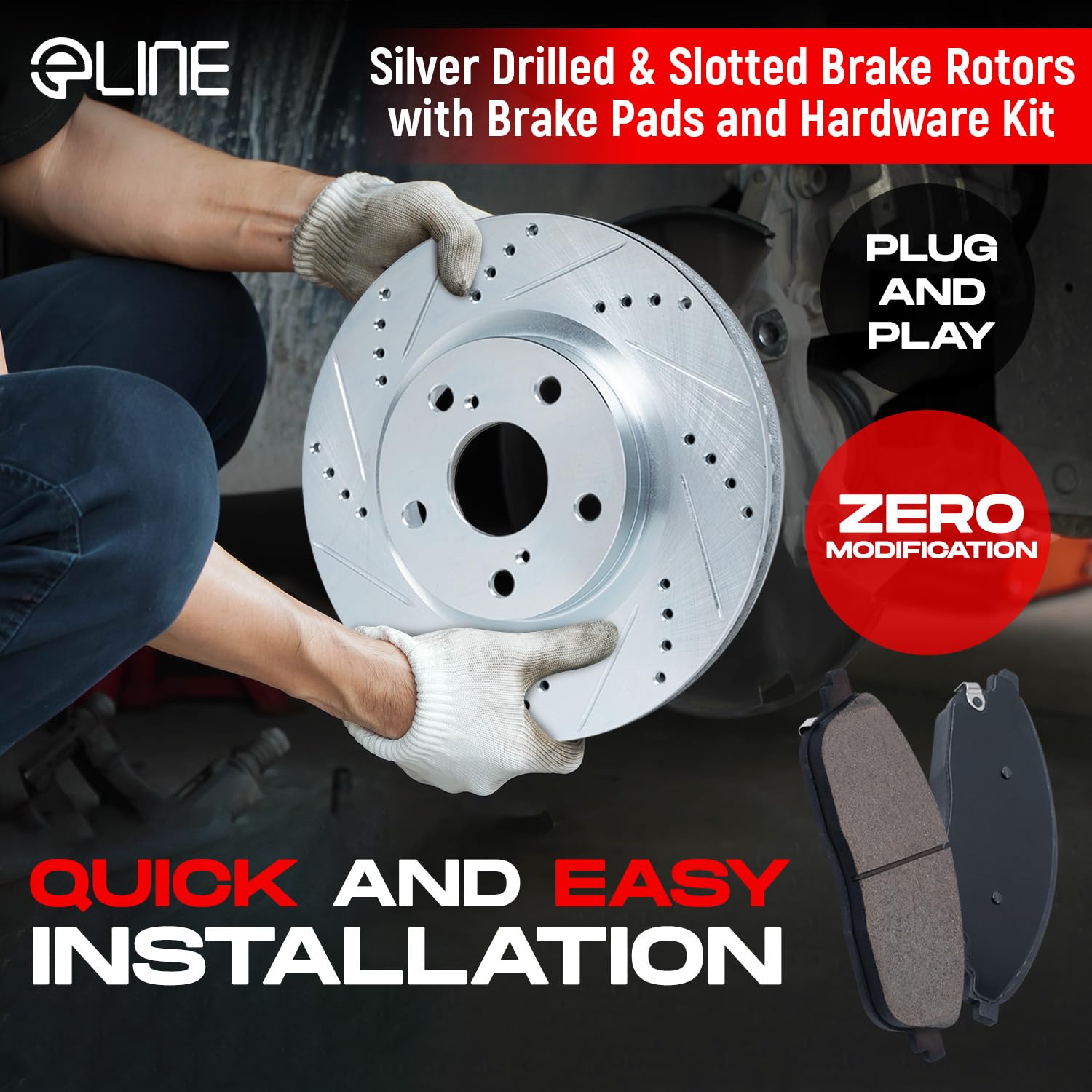R1 Concepts Front And Rear Brakes And Rotors| Hardware Included| Front And Rear Ceramic Brake Pads And Rotors Kit| Fits 2007-201