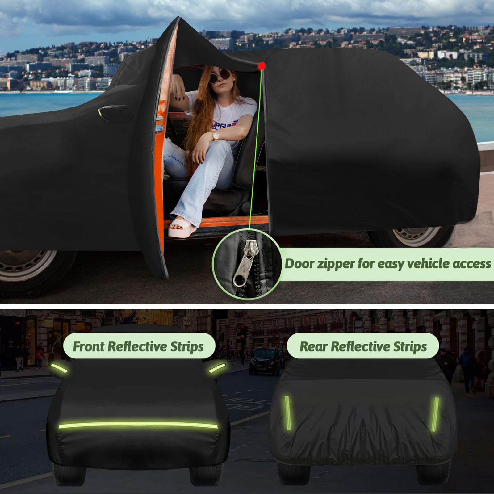 Car Cover For 2007-2025 Fiat 500/500C/500E Abarth/New Fiat 500 (Hatchback/Cabrio/3+1), 210T Waterproof Sun Rain Dust Snow Protec