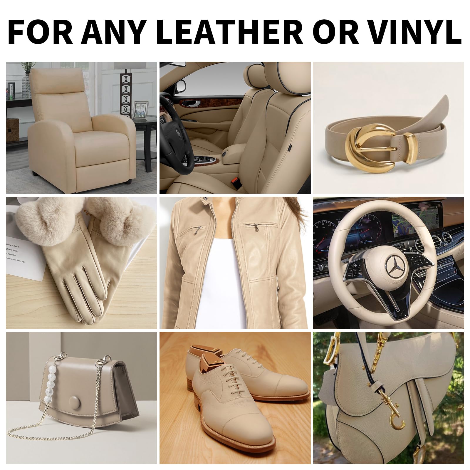 Leather Recoloring Balm,8.5Oz Leather Color Restorer,Beige Leather Repair Kit For Furniture And Car Interior,Leather Couch Scrat