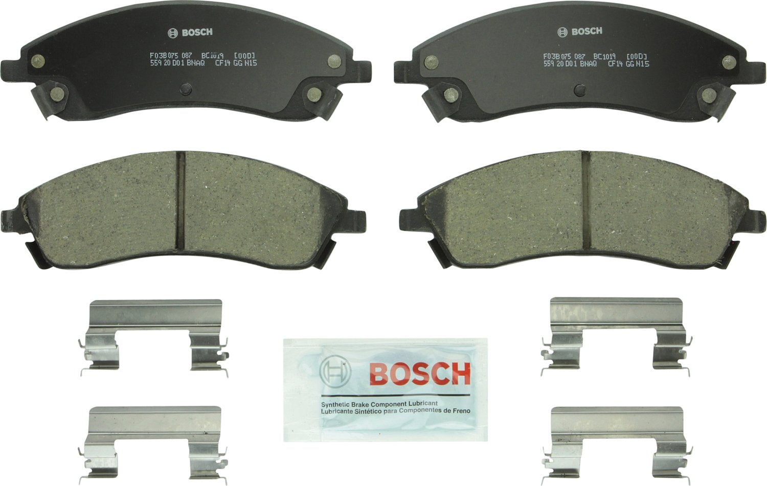 BOSCH BC1019 QuietCast Premium Ceramic Disc Brake Pad Set - Compatible with Select Cadillac CTS, SRX, STS; Pontiac Bonneville; F