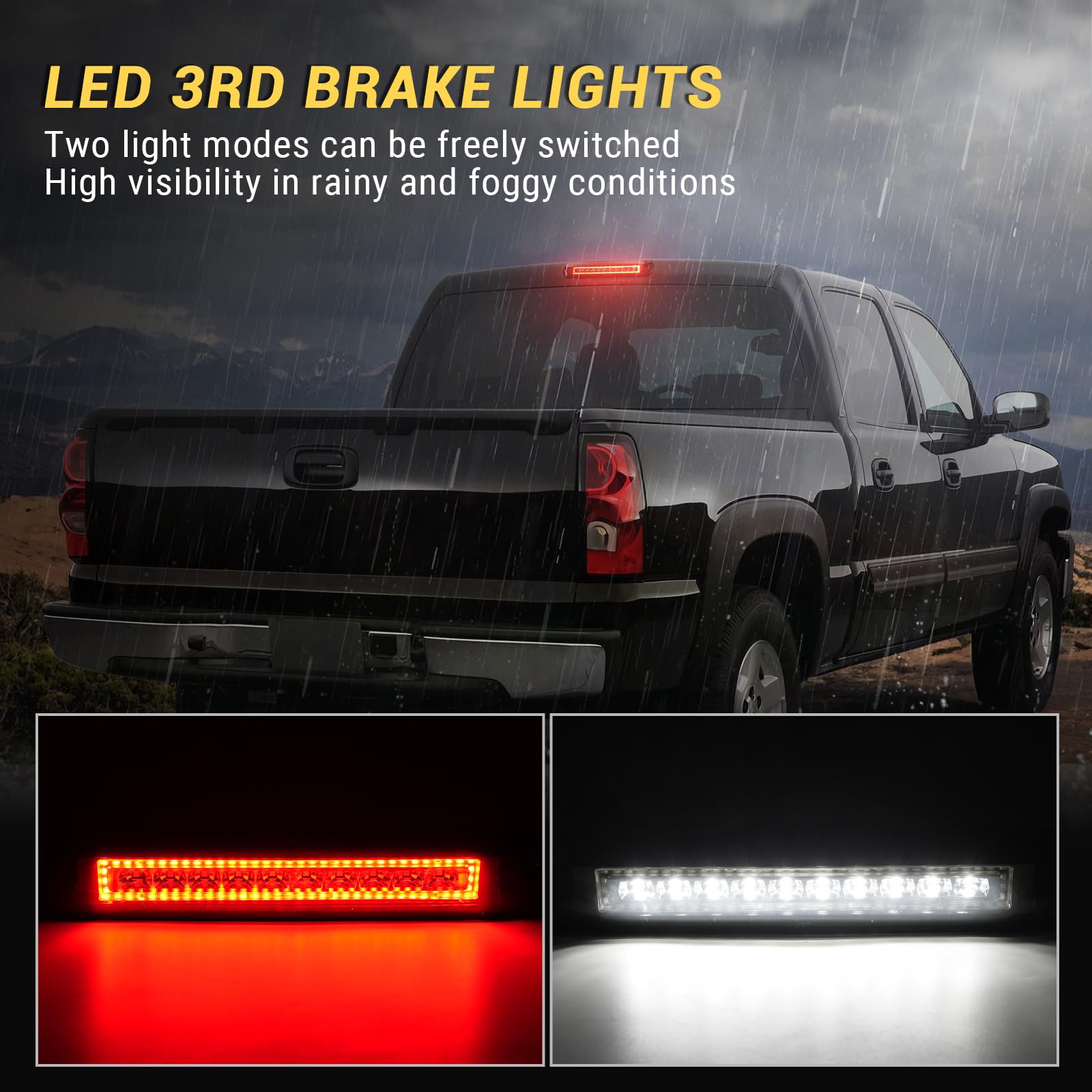 Bordan Third Brake Light Led Fit For 1999-2007 Chevy Silverado Gmc Sierra 1500 2500 3500 Hd Classic, Red Cargo Lamp Rear 3Rd Bra