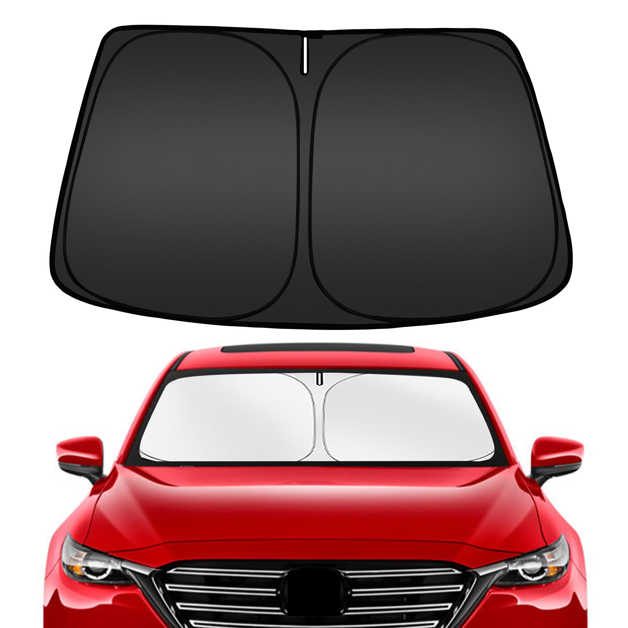 ARISMOTOR Windshield Sun Shade for Mazda CX-9 CX9 2016-2025, Custom Fit Foldable Front Window Sunshade Sun Visor Protector, Bloc