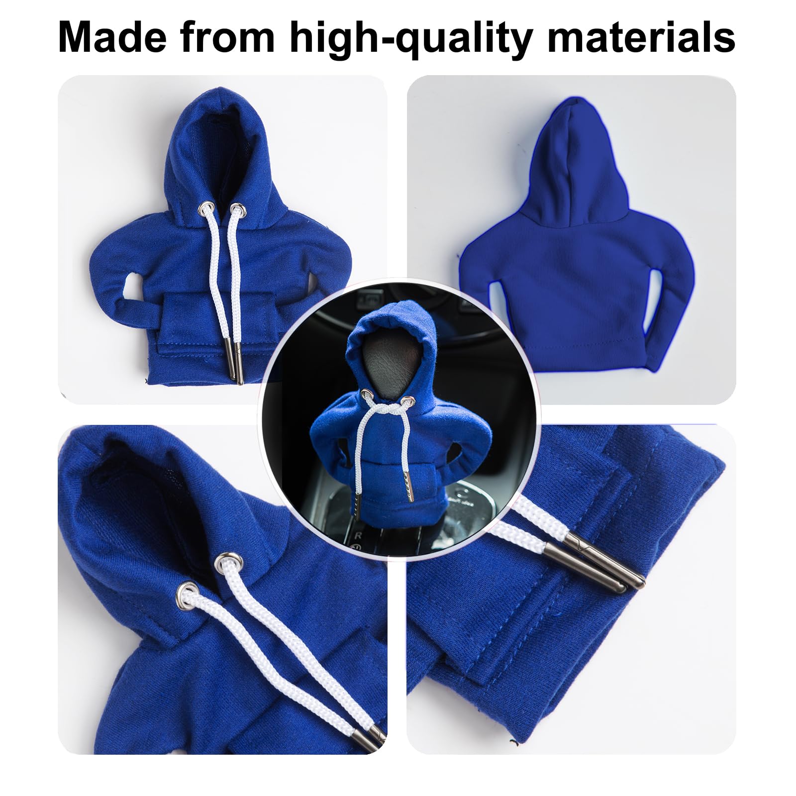 Ecdream 2Pcs Car Shift Knob Hoodie, Gear Shift Sweater For Gearshift, Automotive Interior Accessories (Blue And Gray)