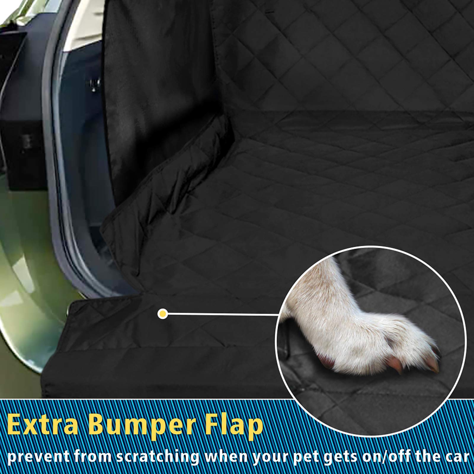 Funnipets Cargo Liner For Suv, Water Resistant Dog Cargo Cover With Bumper Flap And Side Walls Protector, Non-Slip Backing, Quilted Pet Seat Cover, Large Size Universal Fit, Black