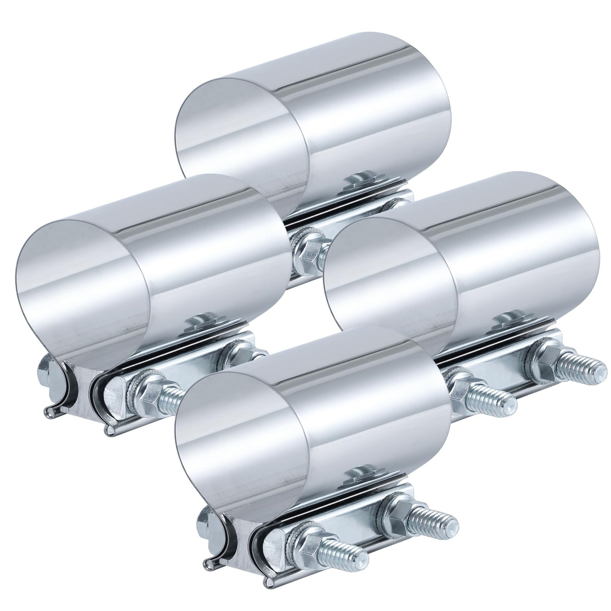 Vitonsbay 2.75 Inch Exhaust Clamp,2 3/4 In Butt Joint Exhaust Muffler Pipe Band Clamp Sleeve Coupler Stainless Steel(4Pcs)