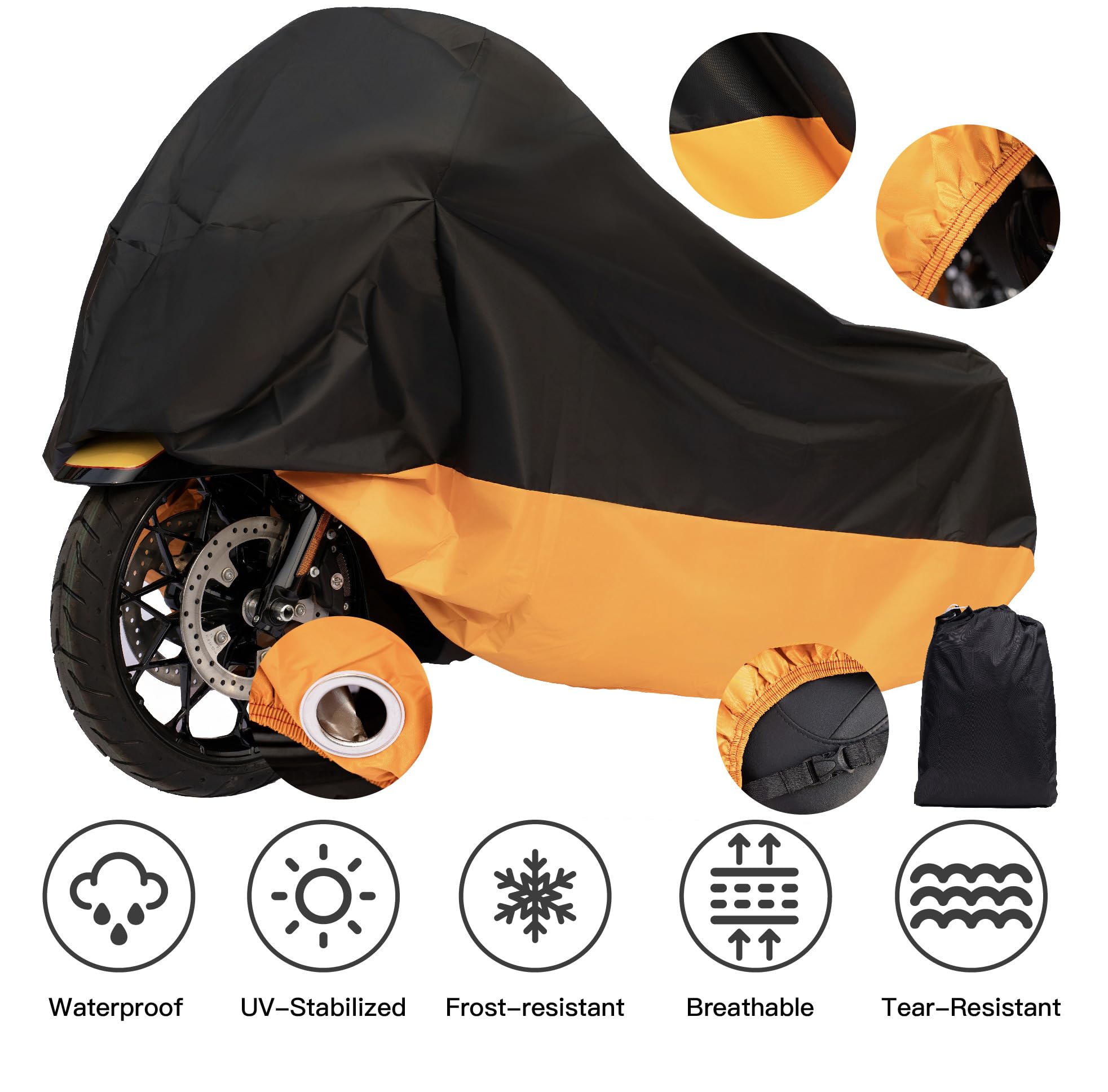 Wrypun Motorcycle Cover Waterproof For Harley Davidson Street Glide Touring Xxxl Orange