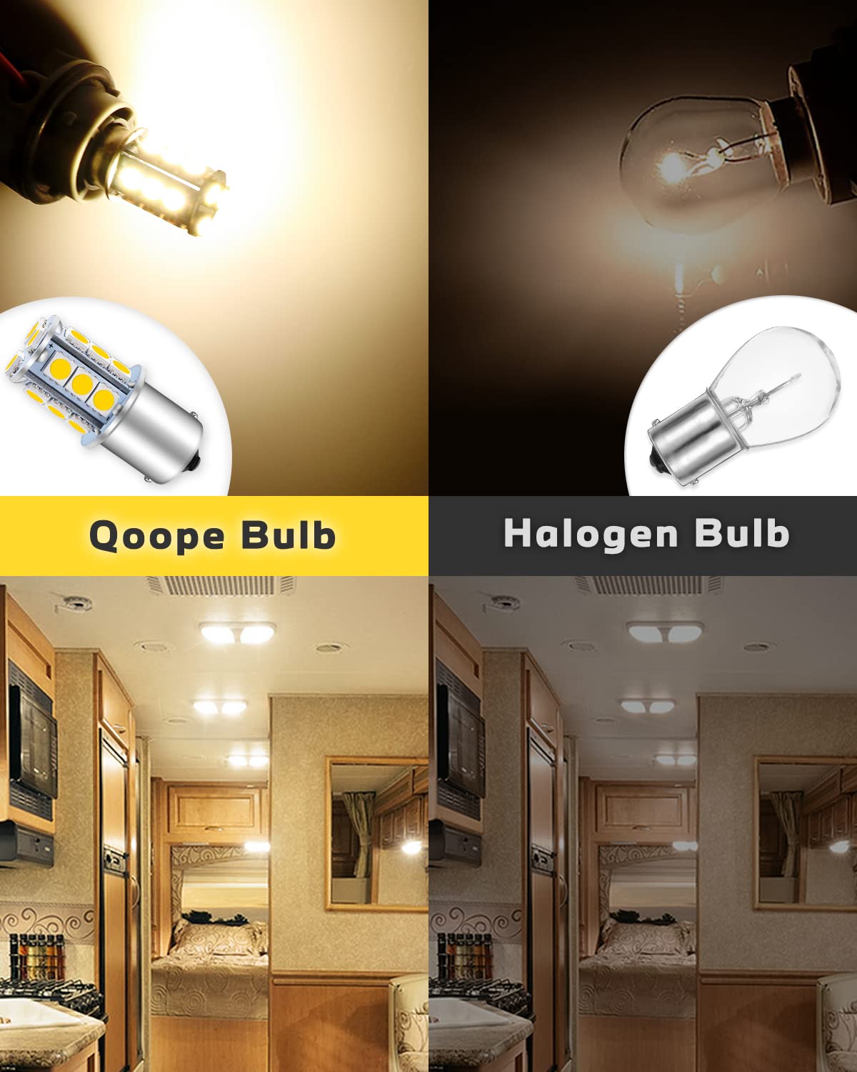 Qoope 1156 1141 Led Bulb Soft Warm White, 7506 1003 1073 Ba15S Rv Light Bulbs, 18Smd 5050 12V Led Bulbs Replacement For Camper/T