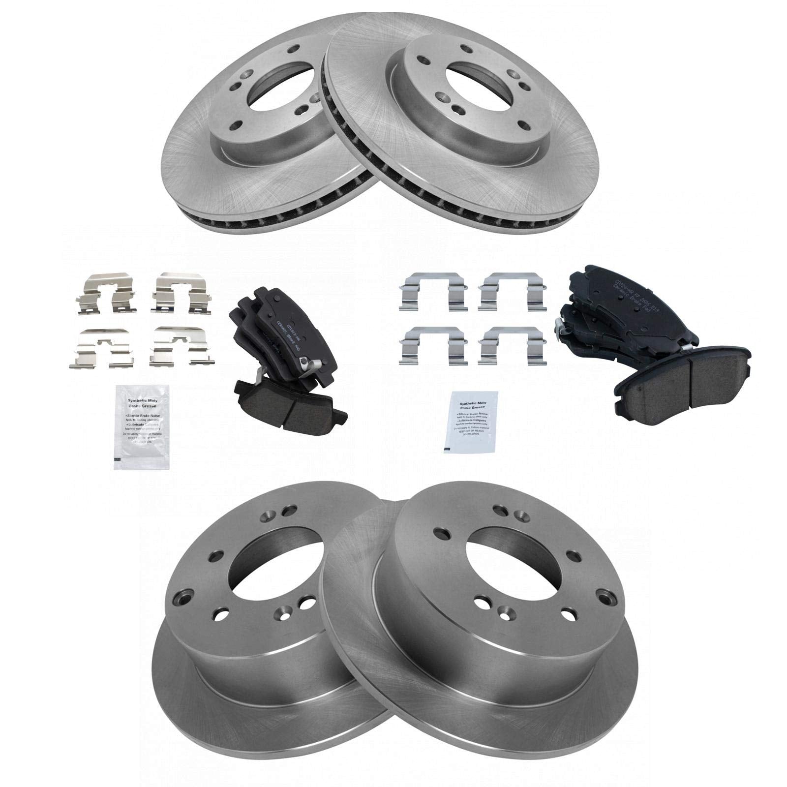 Trq Front And Rear Brake Pad & Rotor Kit Brake Pads Brake Rotor Ceramic Compatible With 2012-2013 Kia Soul