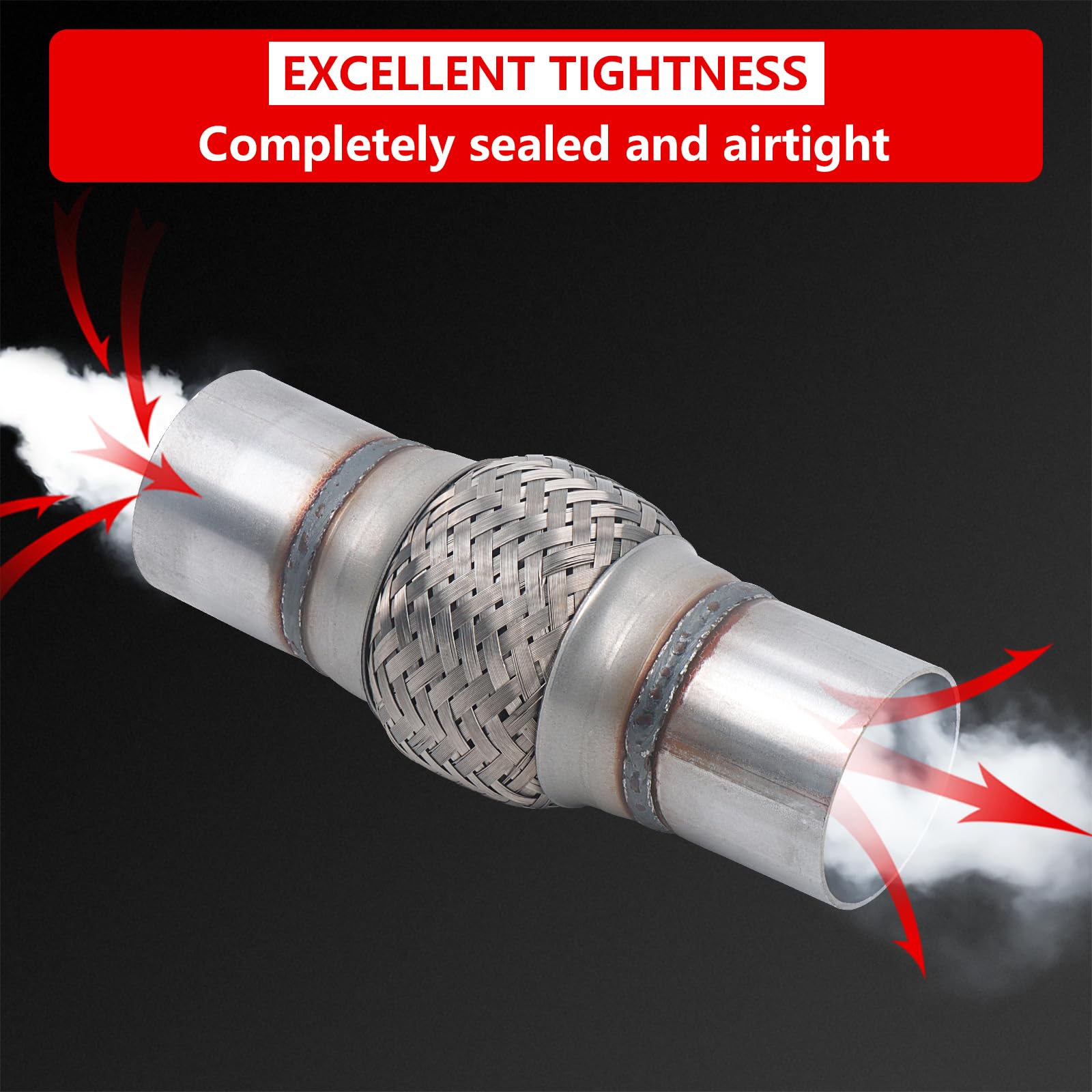 Autarboor 2 Pcs Exhaust Flex Pipe, 2.25''X 4''Stainless Steel Heavy Duty Exhaust Flex Pipe, Double Braid Exhaust Flex Tube, Over