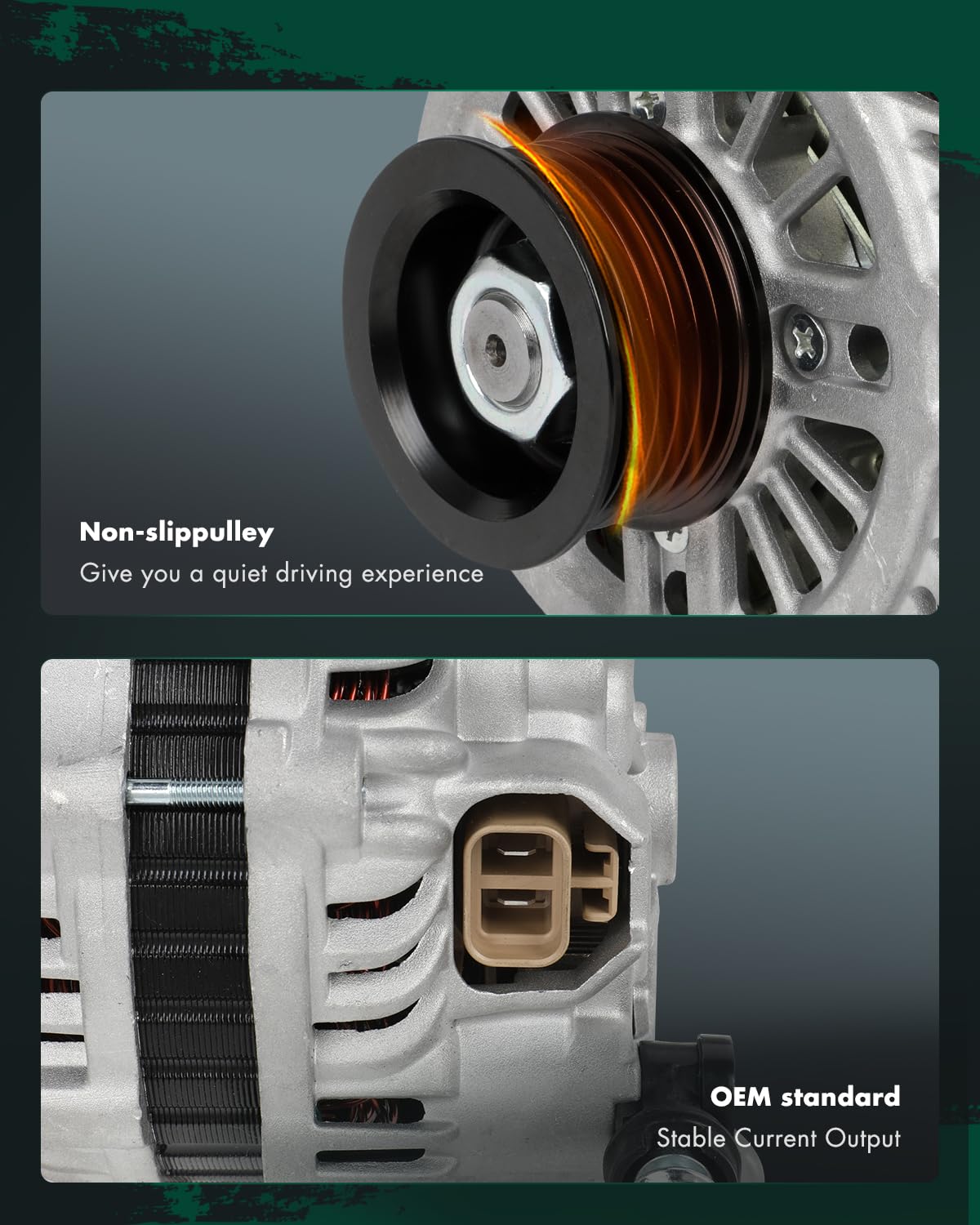 SCITOO Alternator Fit for Mazda 3 2004-2009 L4 2.0L 2.3L, 5 2006-2007 L4 2.3L, Naturally Aspirated - 12V 90Amp CW 6-Groove Pulle