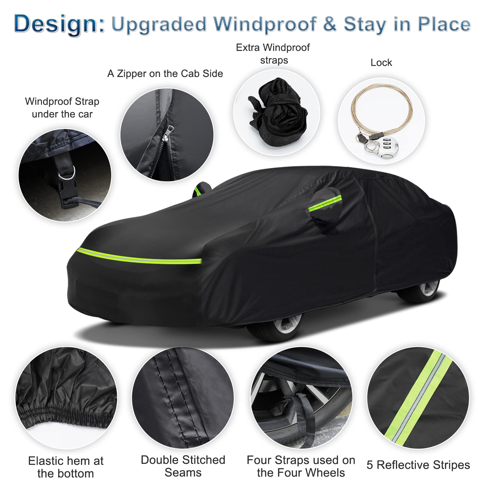 Outdoor Car Cover For Porsche Panamera 2014-2025 Waterproof All Weather Heavy Duty Windproof Protection Full Car Covers With Zip
