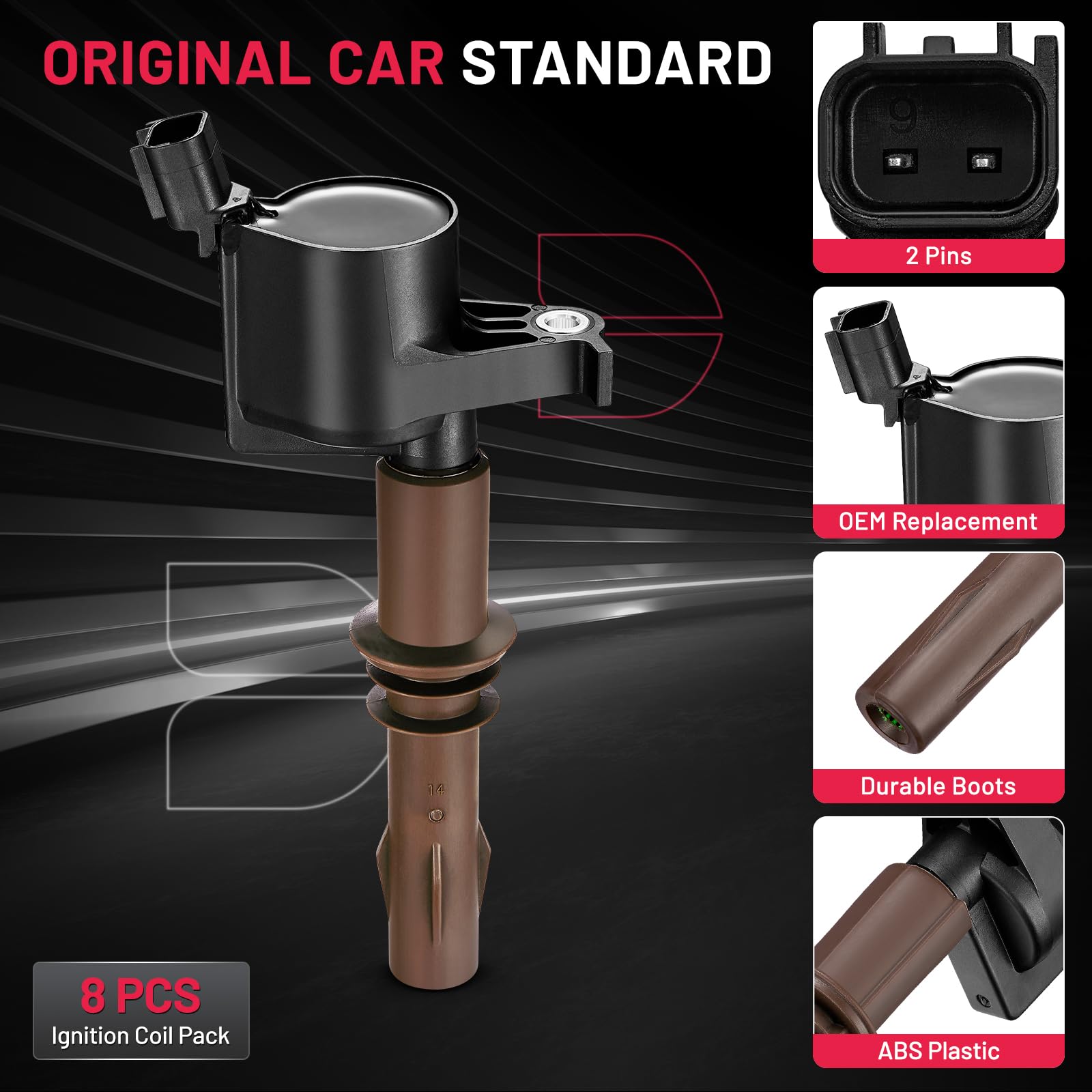 Bdfhyk Dg521 Ignition Coil Pack Compatible With Lincoln Mark Lt Navigator, F150 F250 F350 F450 Expedition Explorer Mustang, Moun