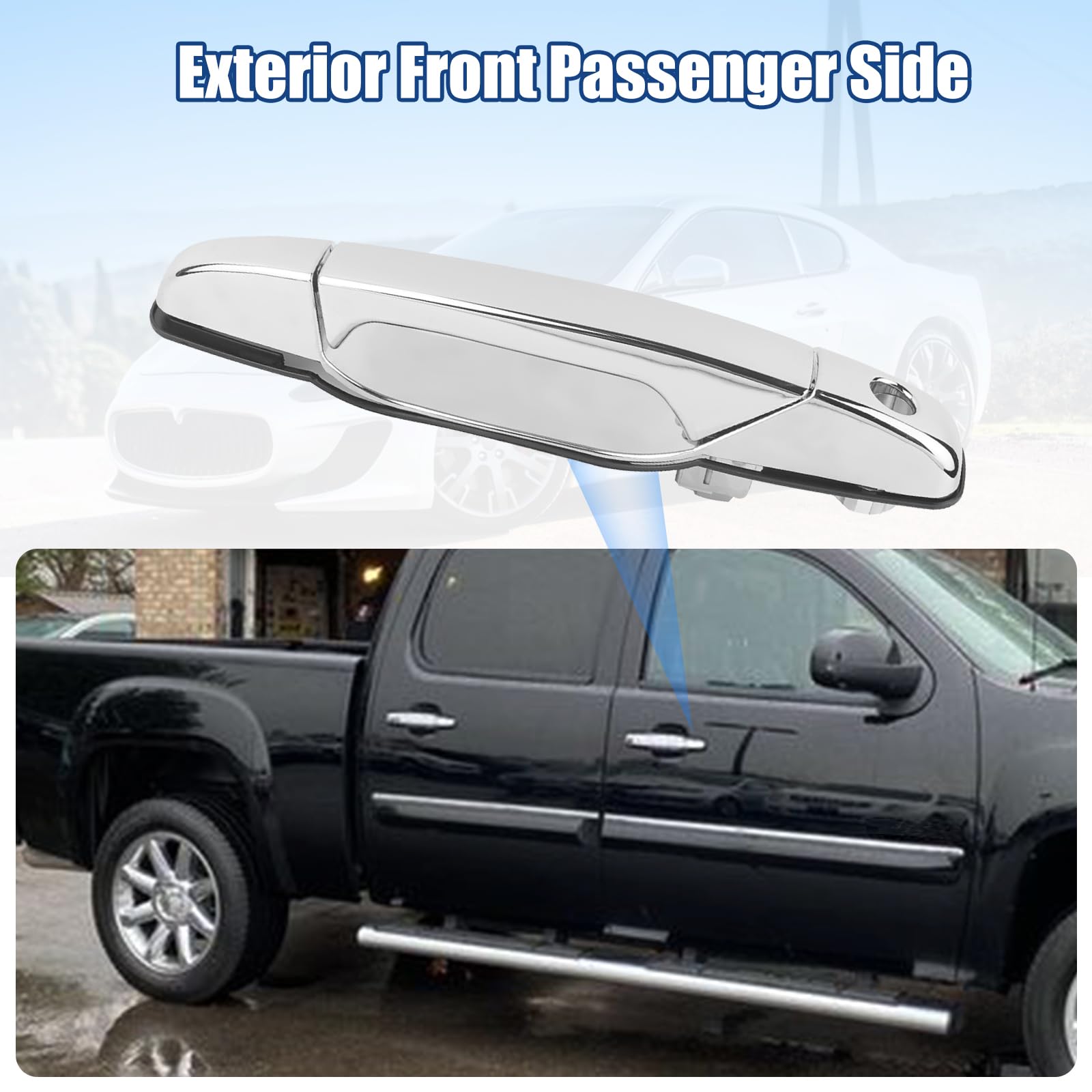NPAUTO Chrome Front Passenger Door Handle Replacement for Chevy Silverado, Tahoe, GMC Sierra, Cadillac Escalade 2007-2013, Right Side
