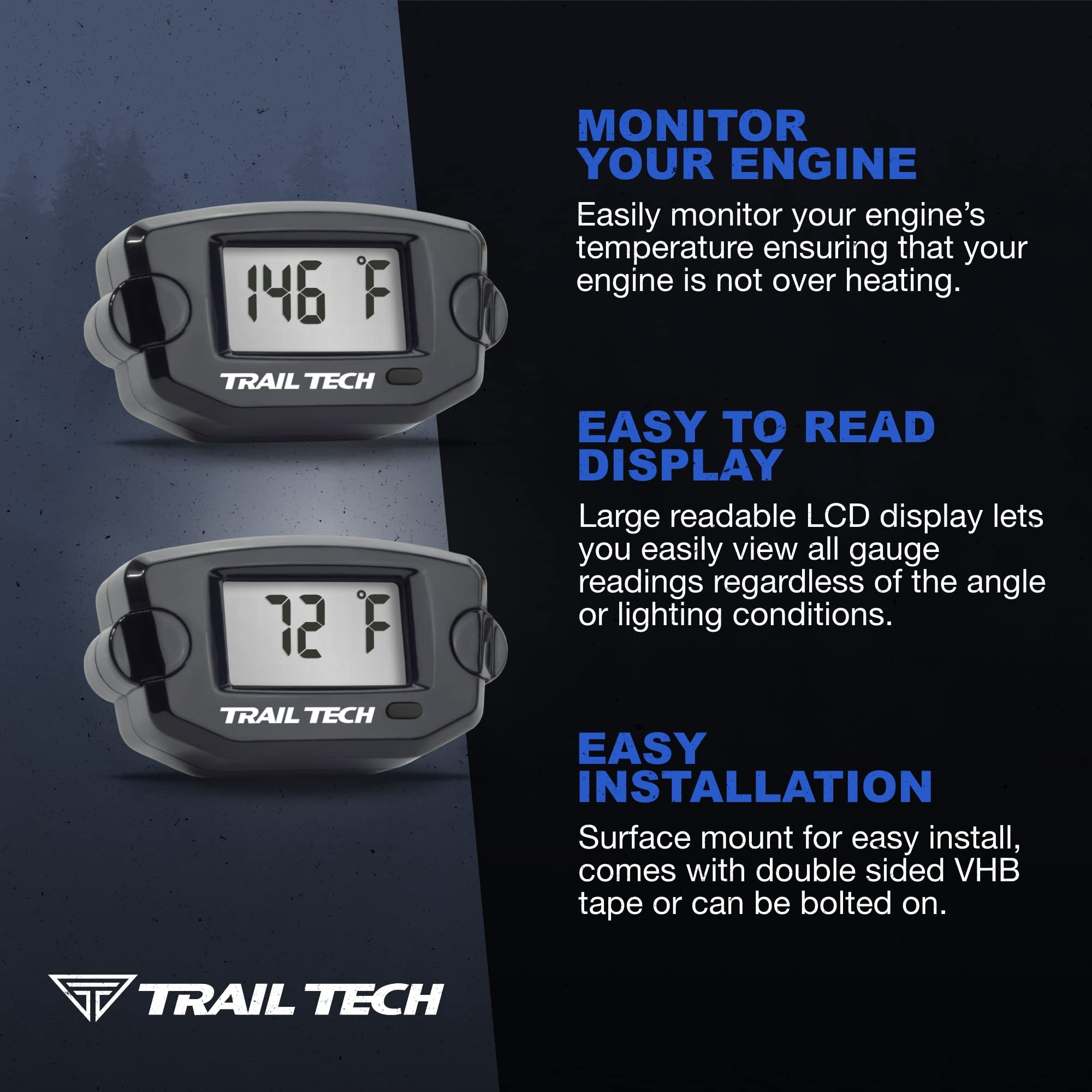 Trail Tech 742-Et1 Tto Temperature Digital Gauge 10Mm Cht Spark Plug Sensor