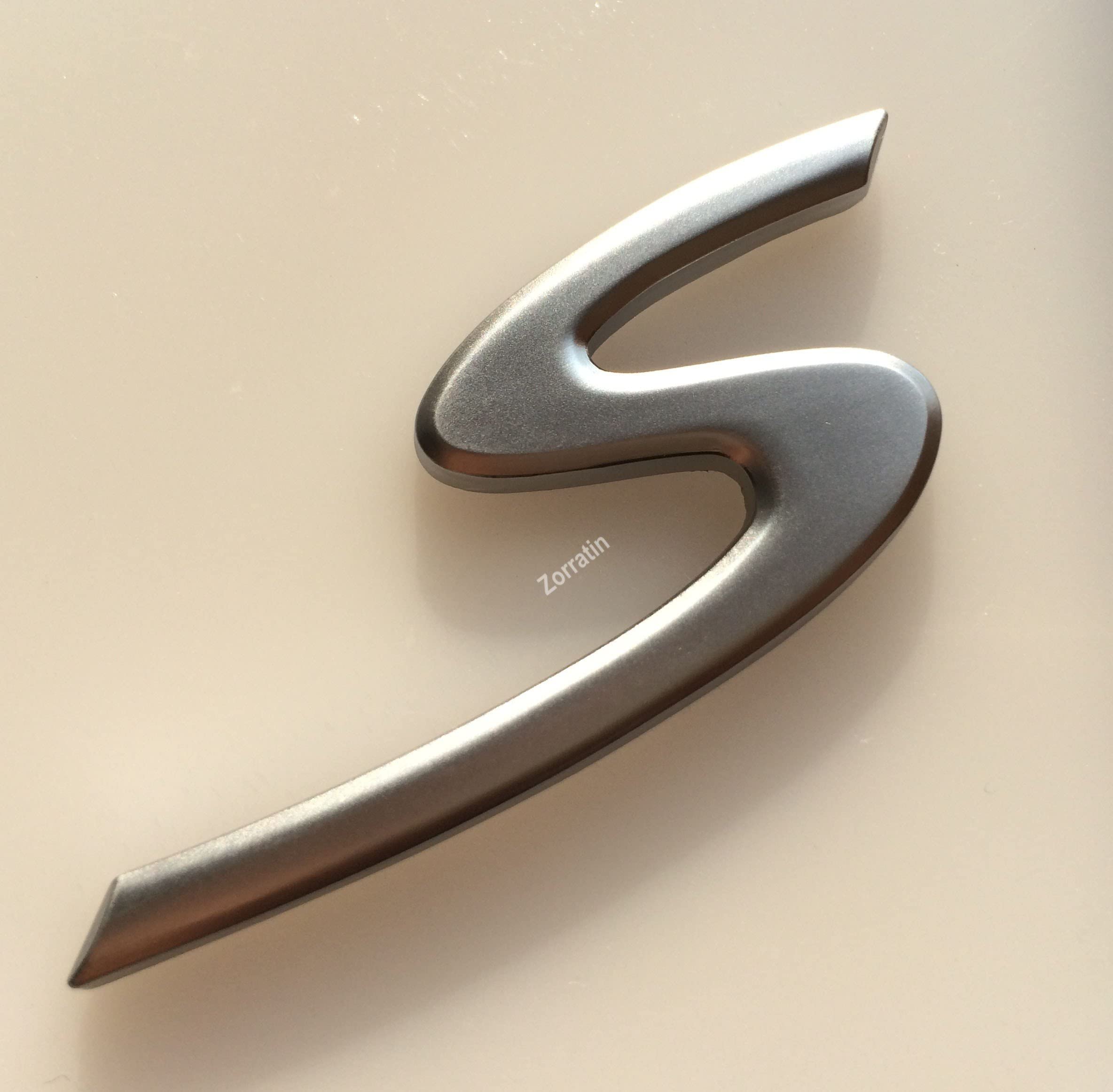 Zorratin Small Satin Silver S S Letter Rear Trunk Boot Lid Hatch Tailgate Emblem Badge For Porsche 911 Carrera 991 718 992 Panamera Boxster Macan Cayenne Turbo 2011-2025