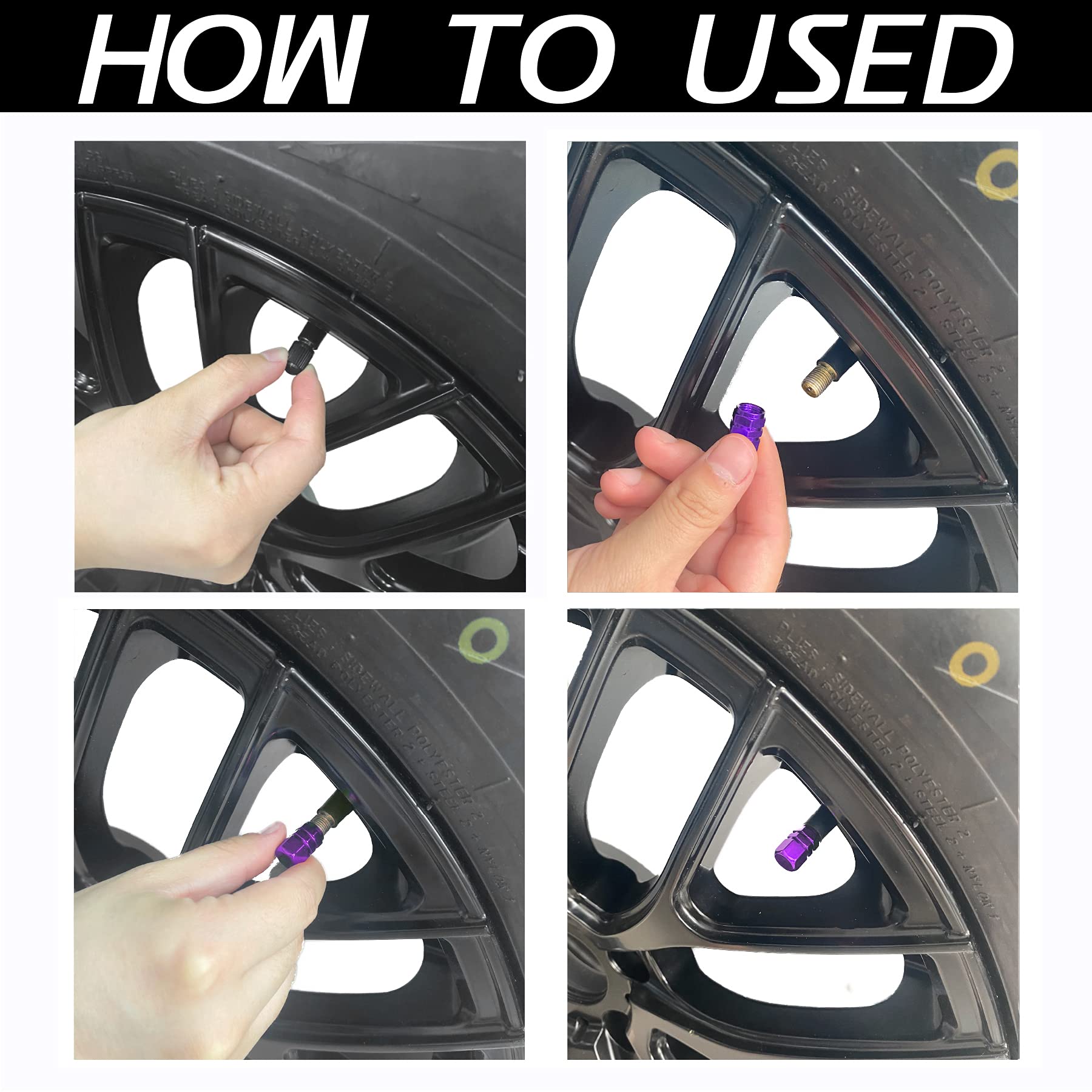 Justtop Car Tire Valve Stem Caps, 12Pcs Air Caps Cover, Universal For Cars, Suvs, Bike, Trucks And Motorcycles-Purple