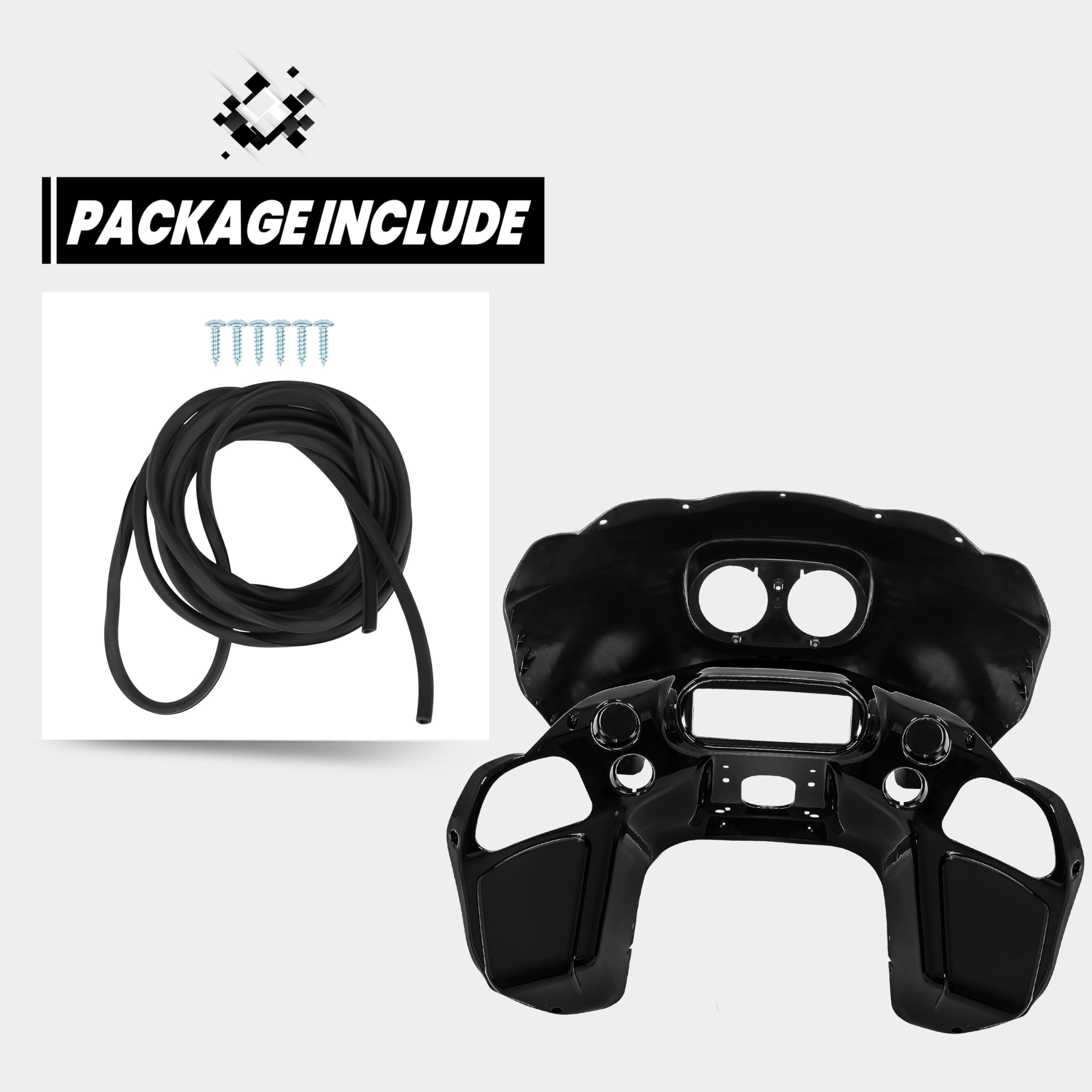 HECASA Glossy Black Batwing Inner & Outer Fairing Kit Compatible with 1998-2013 Harley-Davidson Road Glide CVO EFI FLTRI Motorcy